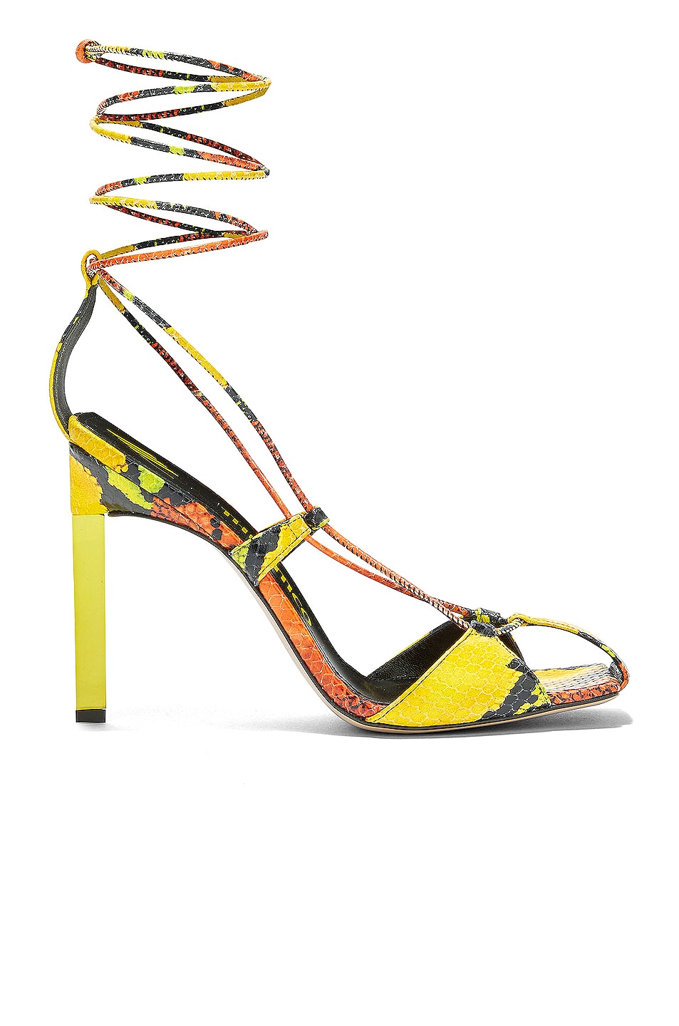 Image 1 of THE ATTICO Adele Lace Up Pump in Orange, Black, Yellow, & Green