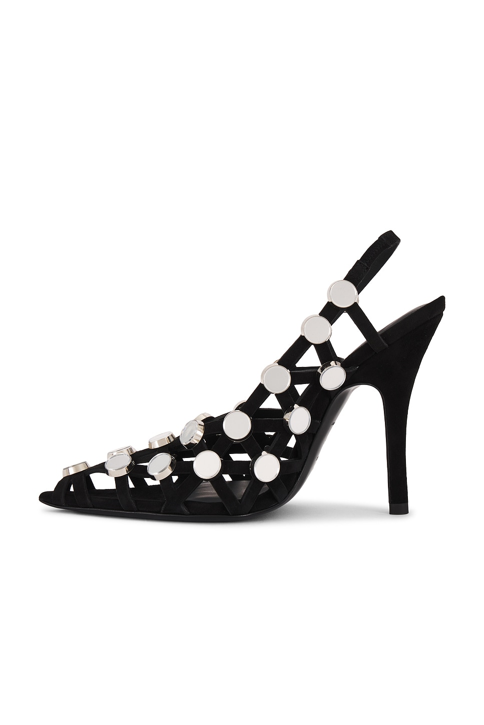 sling back pump 85 black mesh white crystal