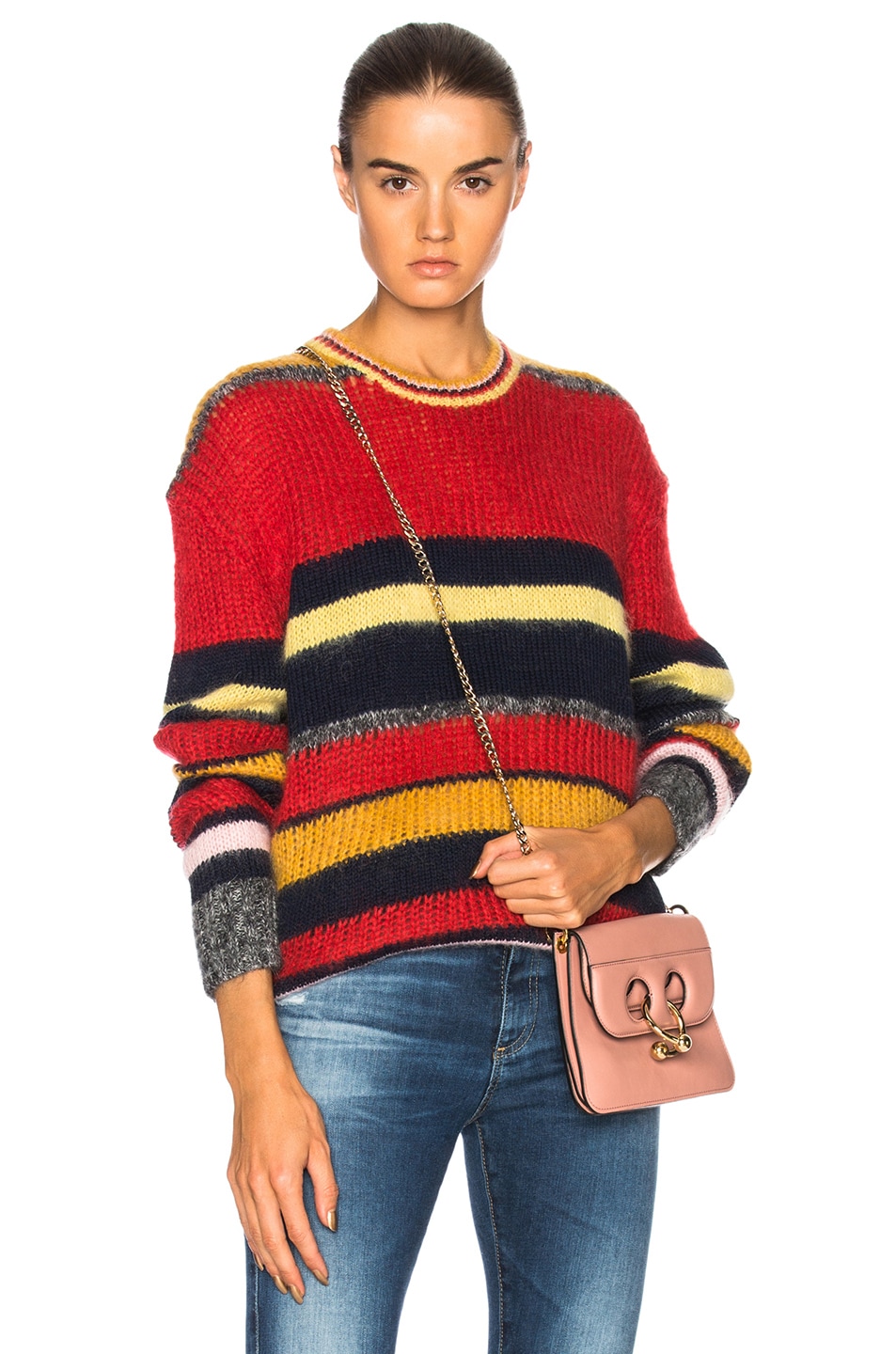Image 1 of ALEXACHUNG Striped Mohair Sweater in Multi