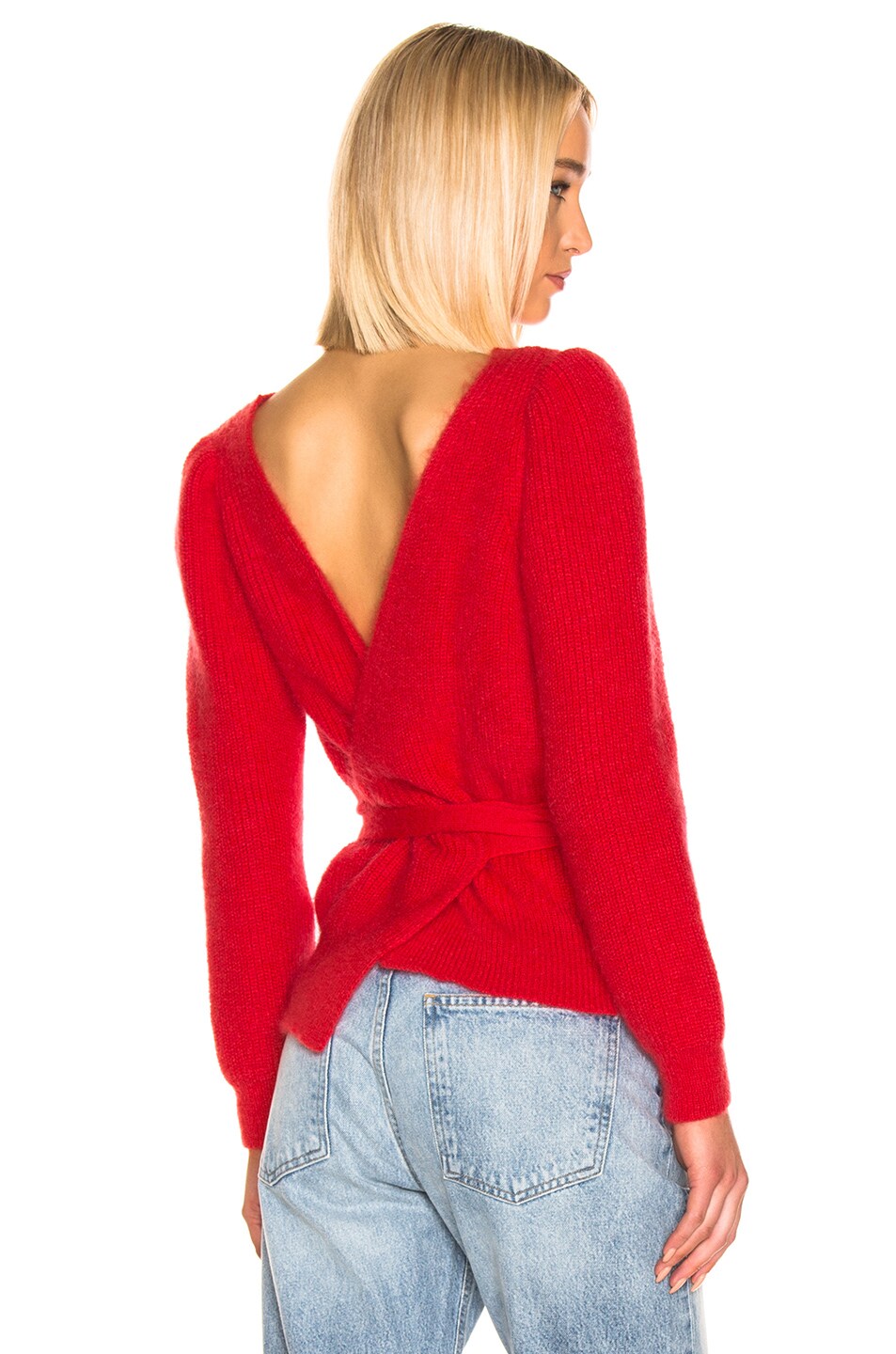 Image 1 of ALEXACHUNG Open Back Sweater in Red