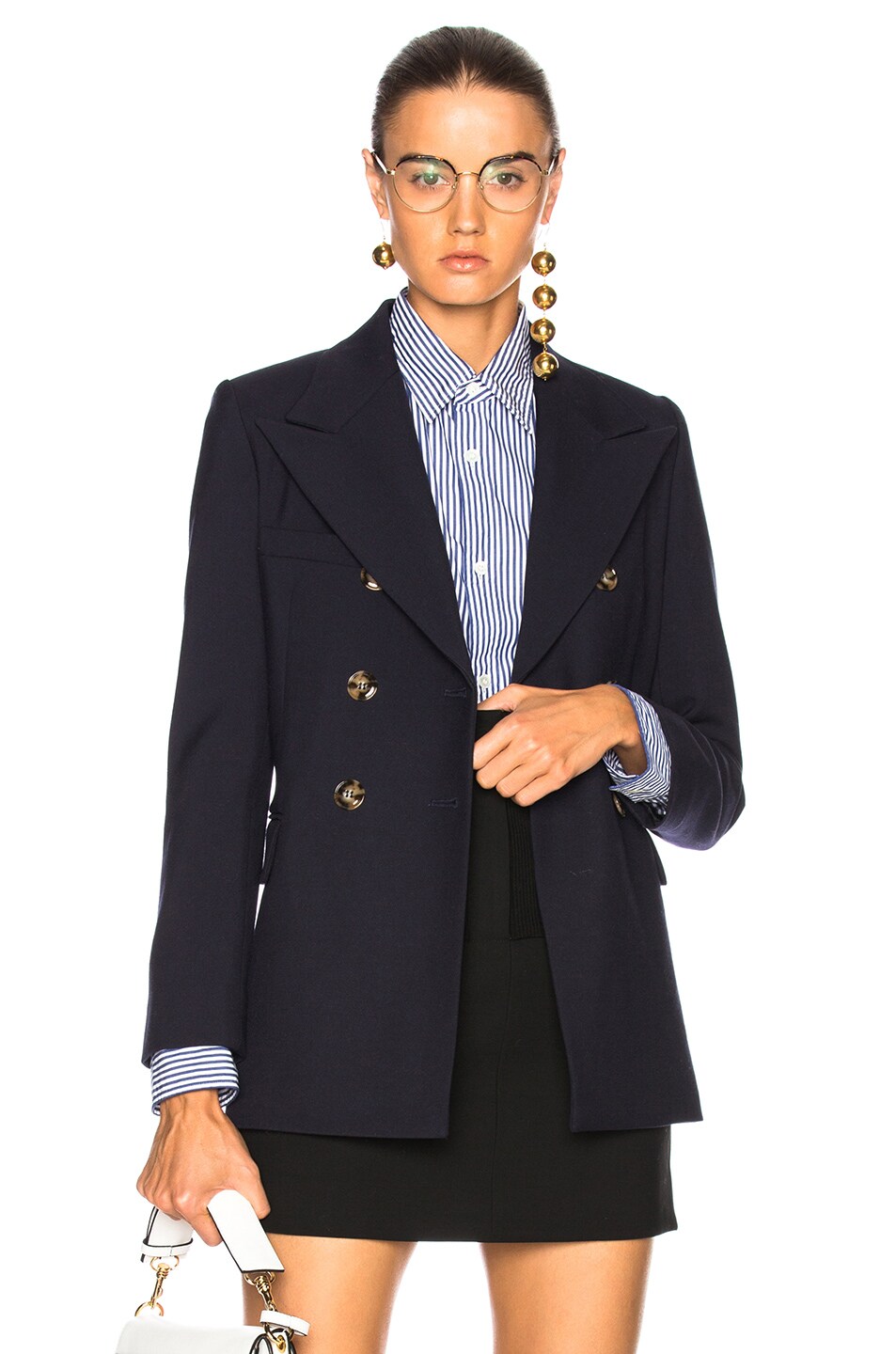Image 1 of ALEXACHUNG Double Breasted Jacket in Navy