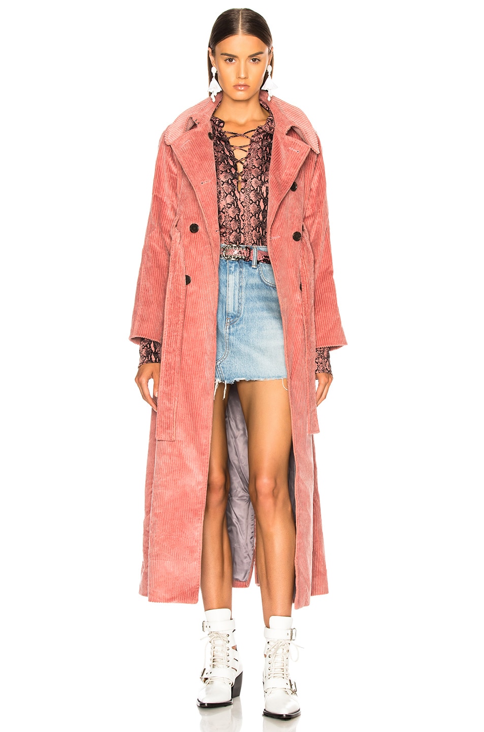 Image 1 of ALEXACHUNG Long Trench Coat in Dusky Rose