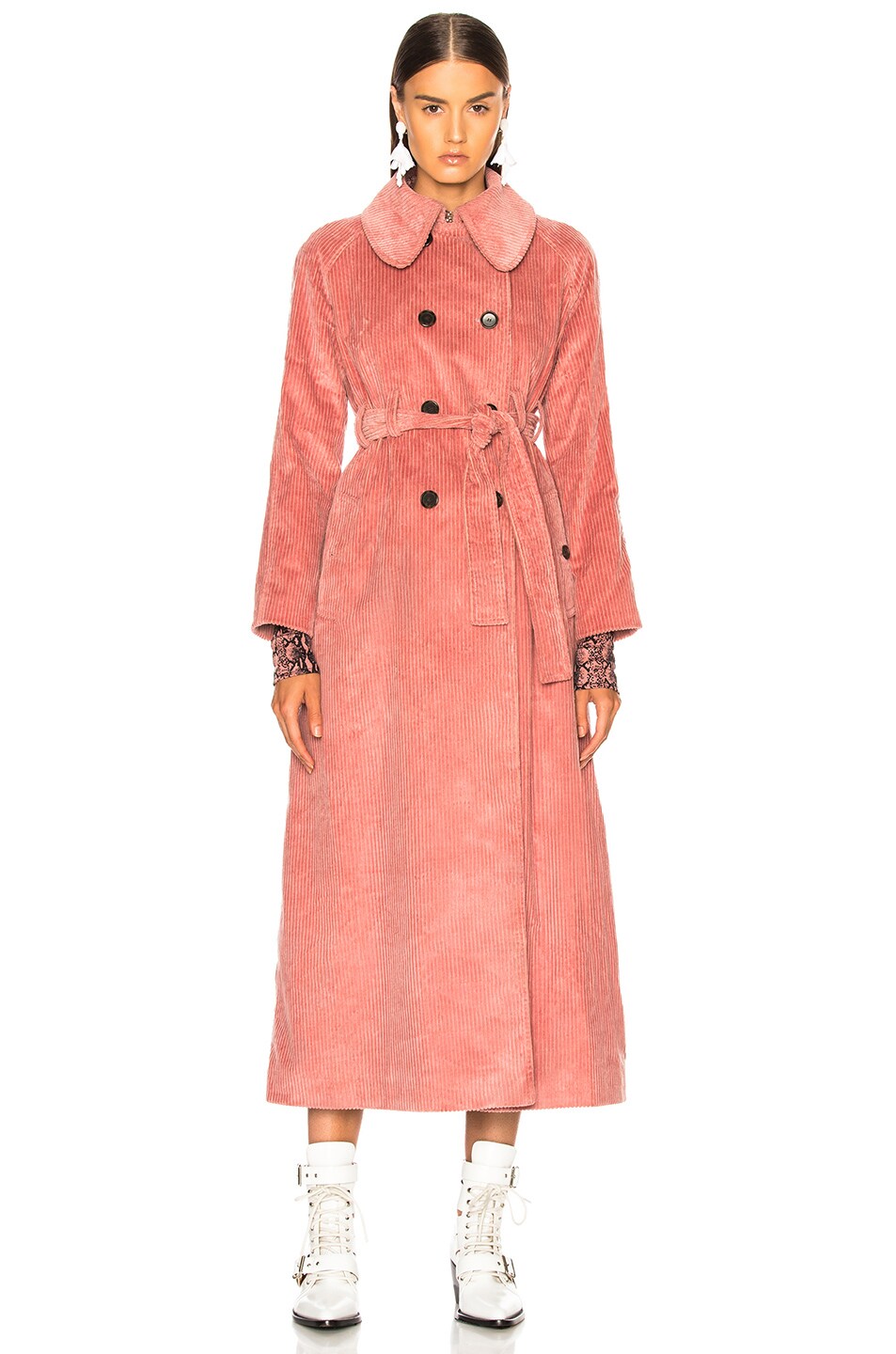 ALEXACHUNG Long Trench Coat in Dusky Rose | FWRD