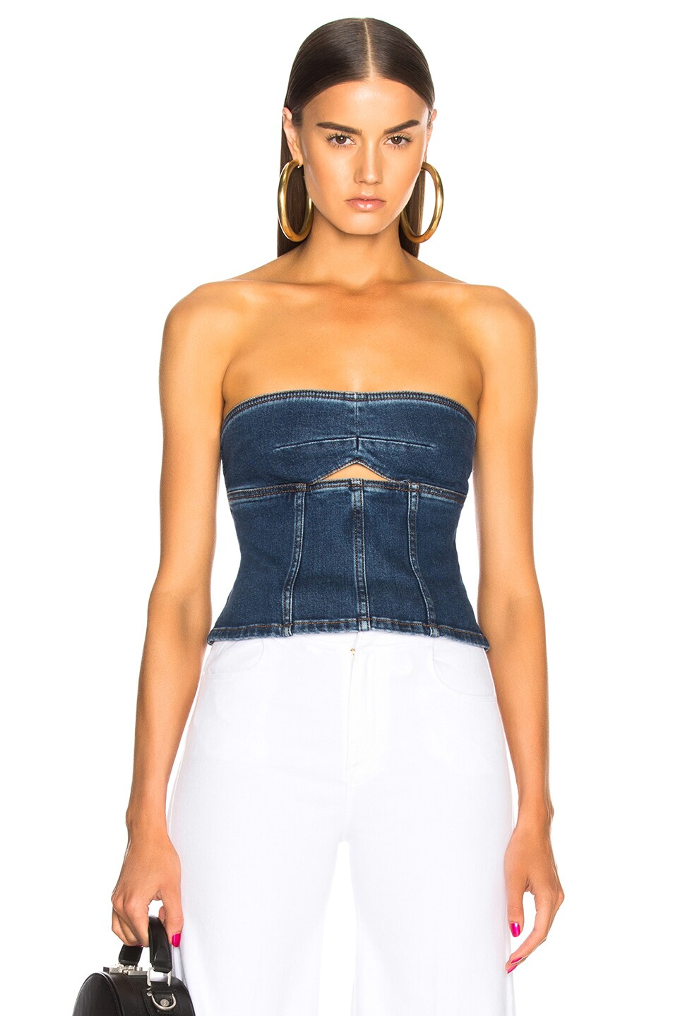 Image 1 of ALEXACHUNG Cutout Bodice Top in Louise Wash