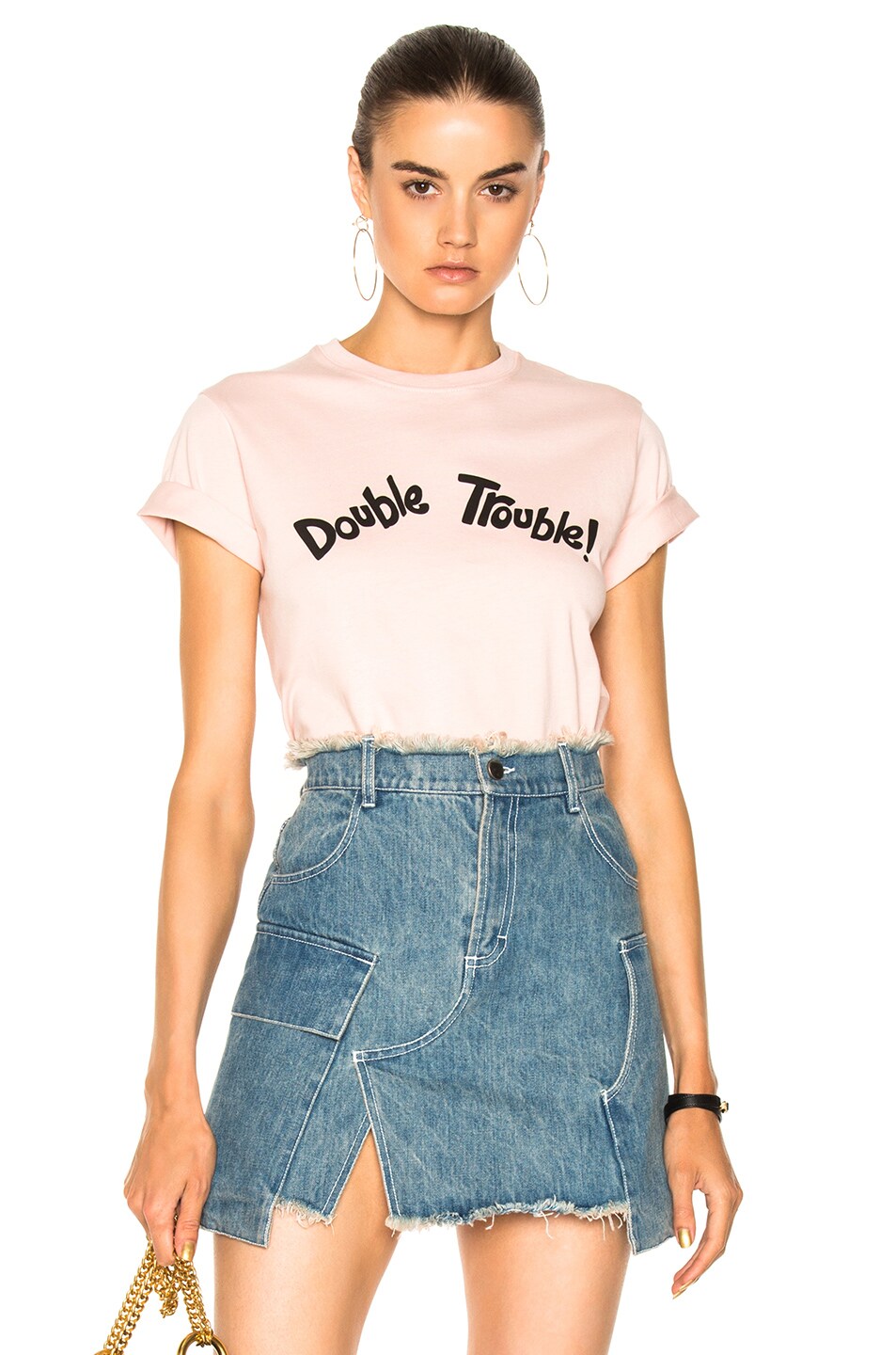 Image 1 of ALEXACHUNG Double Trouble Boxy Tee in Pink