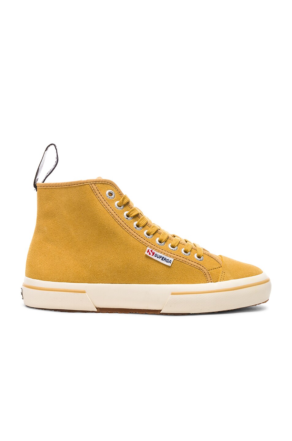 Image 1 of ALEXACHUNG x Superga High Top Suede Sneaker in Mustard Yellow