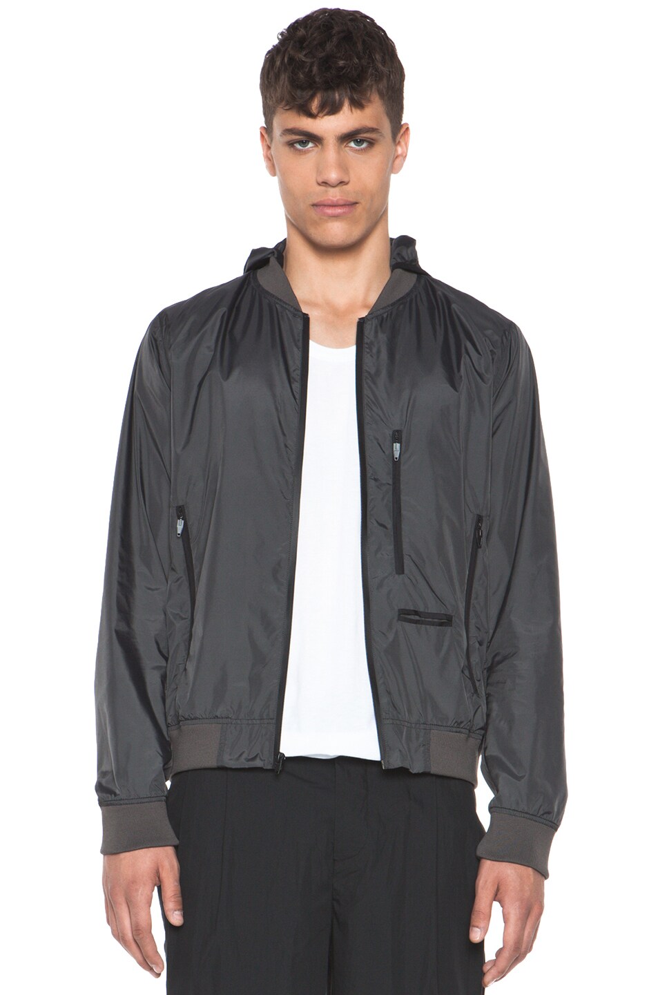 Alexander Wang Hooded Bomber Jacket in Lead | FWRD