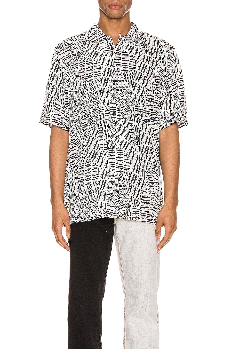 Image 1 of Alexander Wang Silk Hawaiian Shirt in Black & White