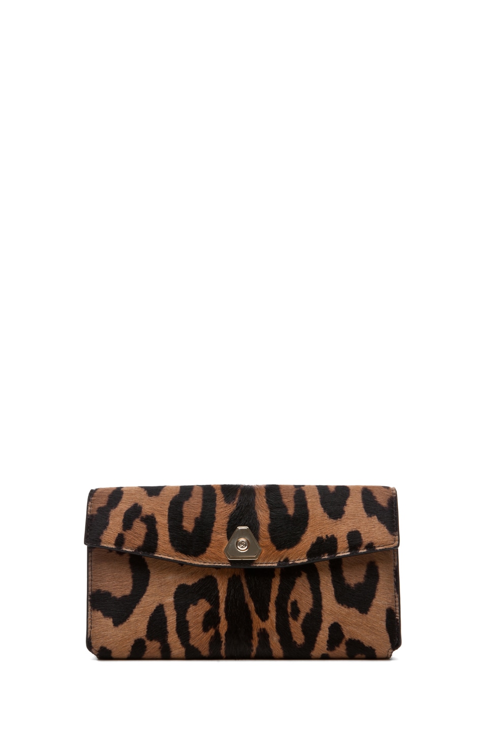 Image 1 of Alexander Wang Trigone Leopard Print Compact in Natural