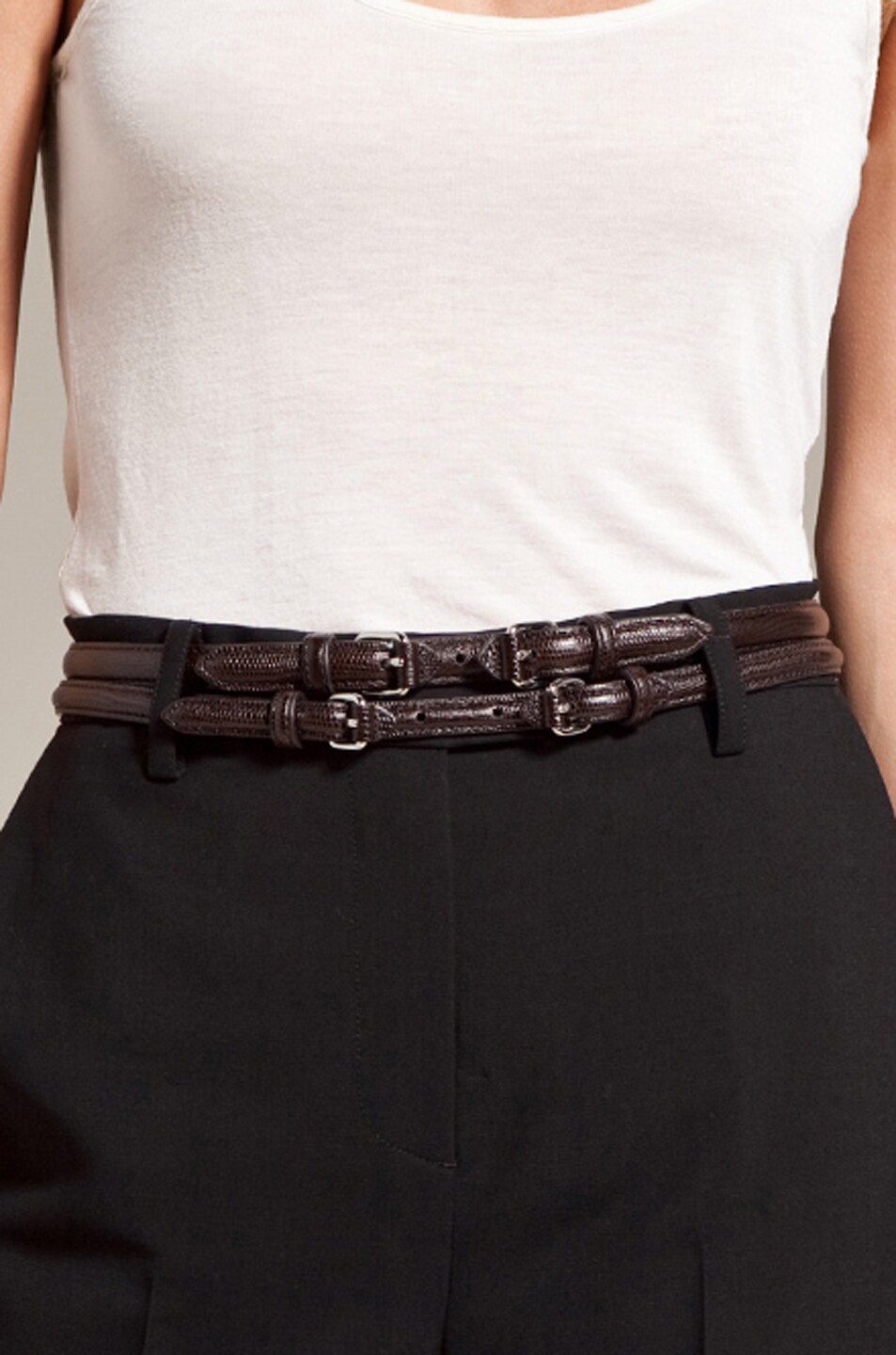 Image 1 of Alexander Wang Thin Double Belt in Espresso