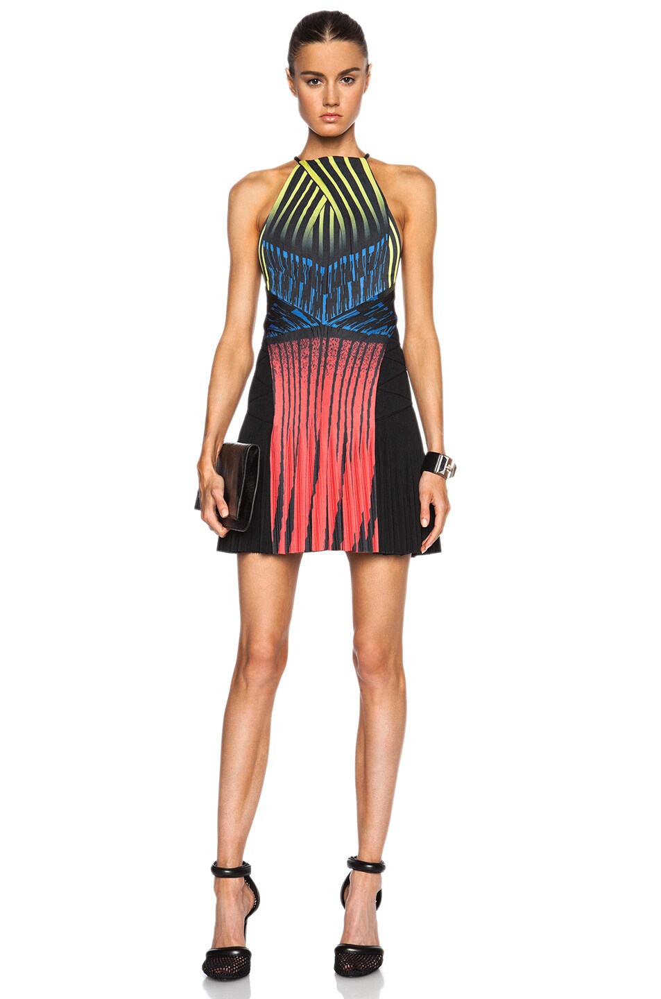 Image 1 of Alexander Wang Accordion Pleated Racer Back Dress in Lacquer Hazard