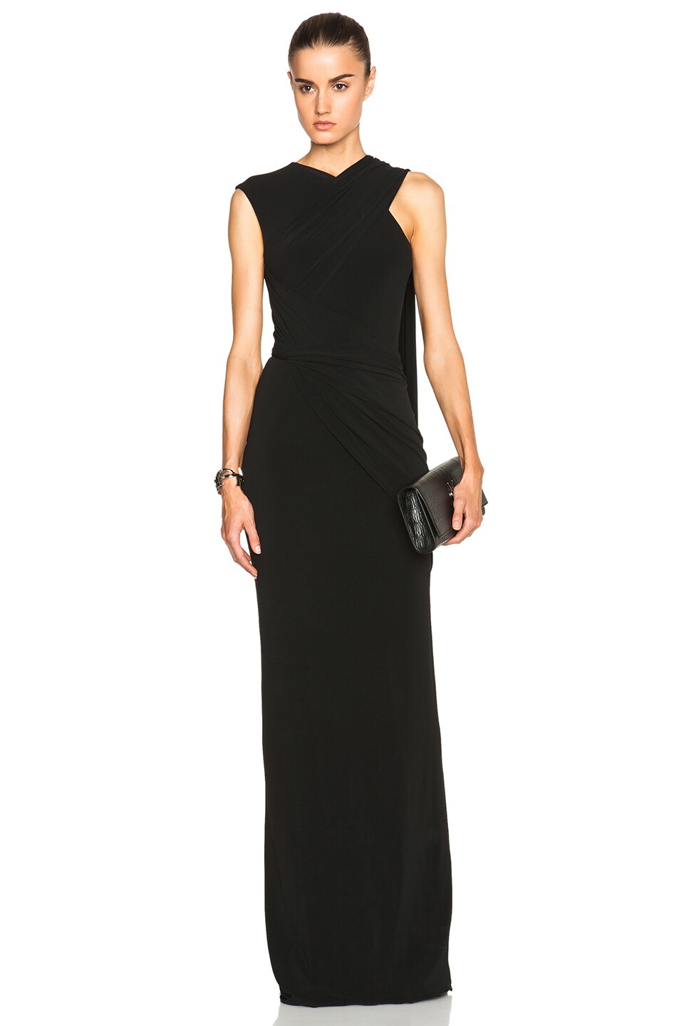 Image 1 of Alexander Wang Asymmetric Draped Gown with Back Cut Out in Nocturnal