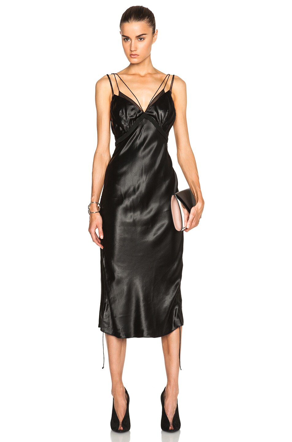 Image 1 of Alexander Wang Bias Cut Slip Dress with Side Seam Detail in Nocturnal