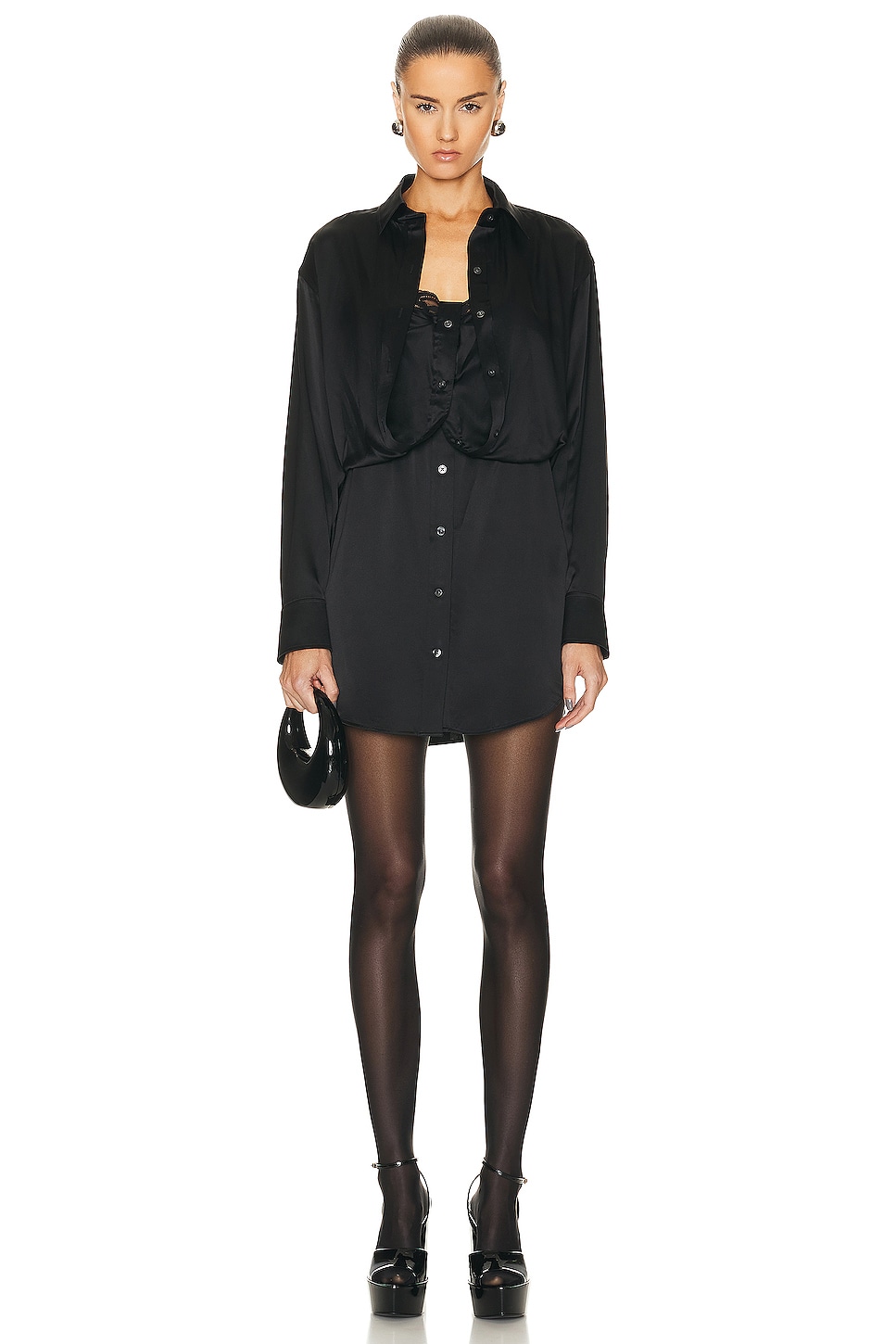Image 1 of Alexander Wang Button Down Dress in Black