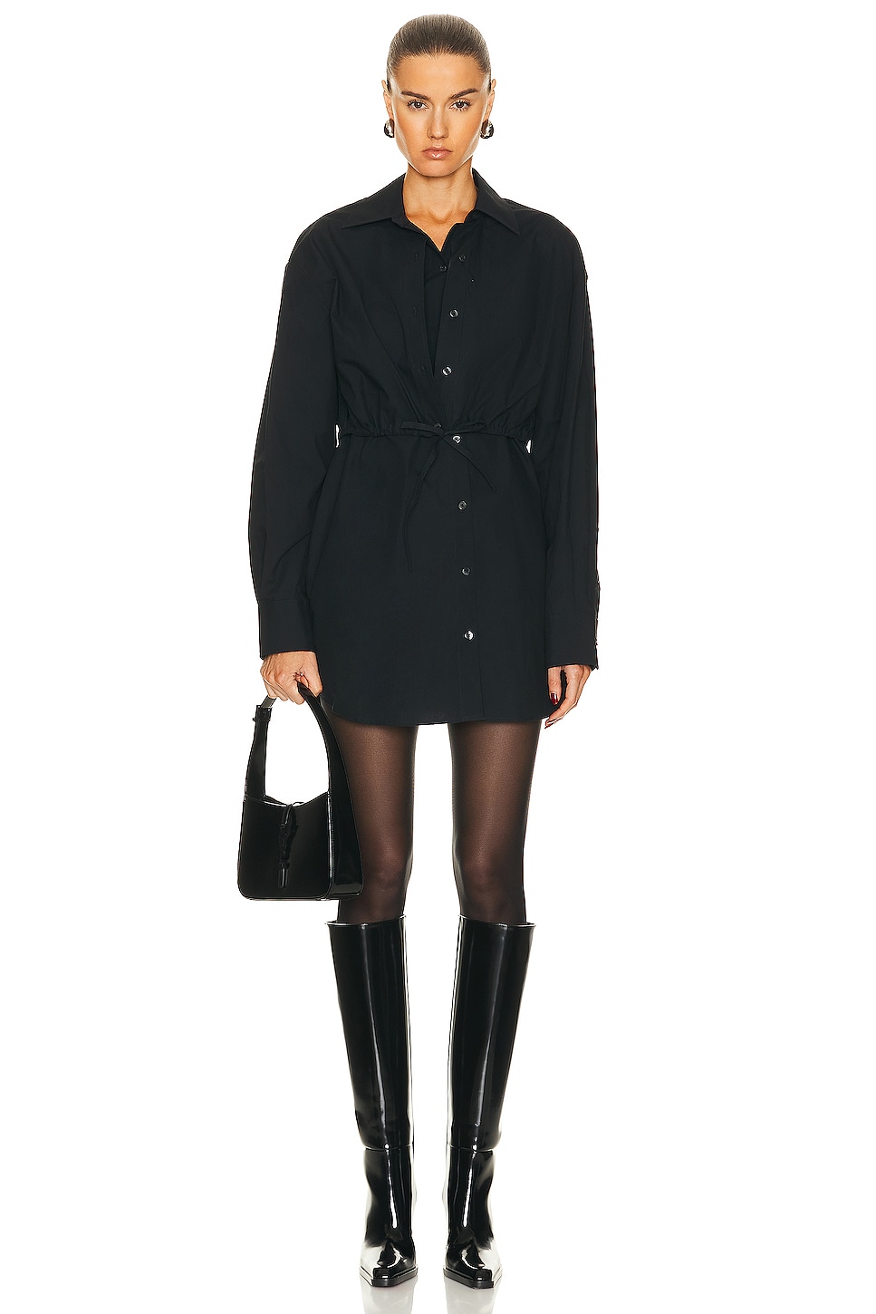 Image 1 of Alexander Wang Double Layered Shirt Dress in Black