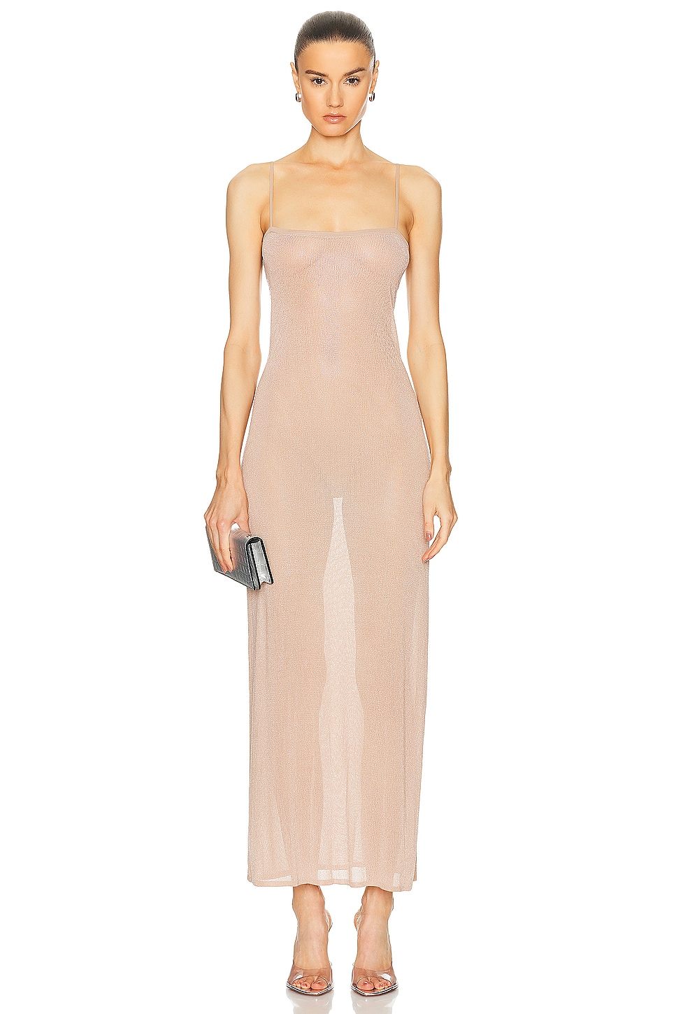 Image 1 of Alexander Wang Cami Slip Dress With Clear Bead Hotfix in Smokey Rose