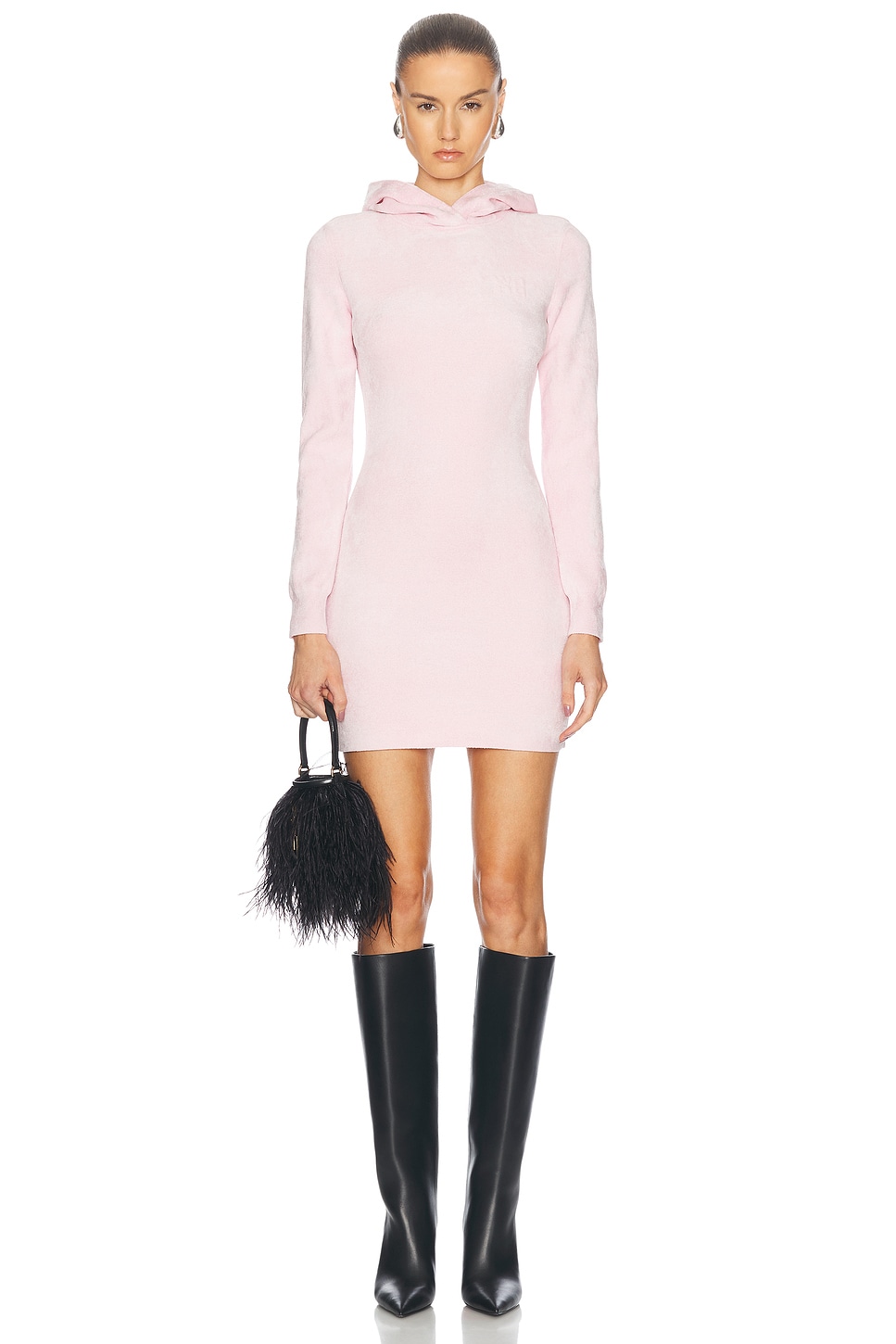 Image 1 of Alexander Wang Hoodie Mini Dress in Light Pink