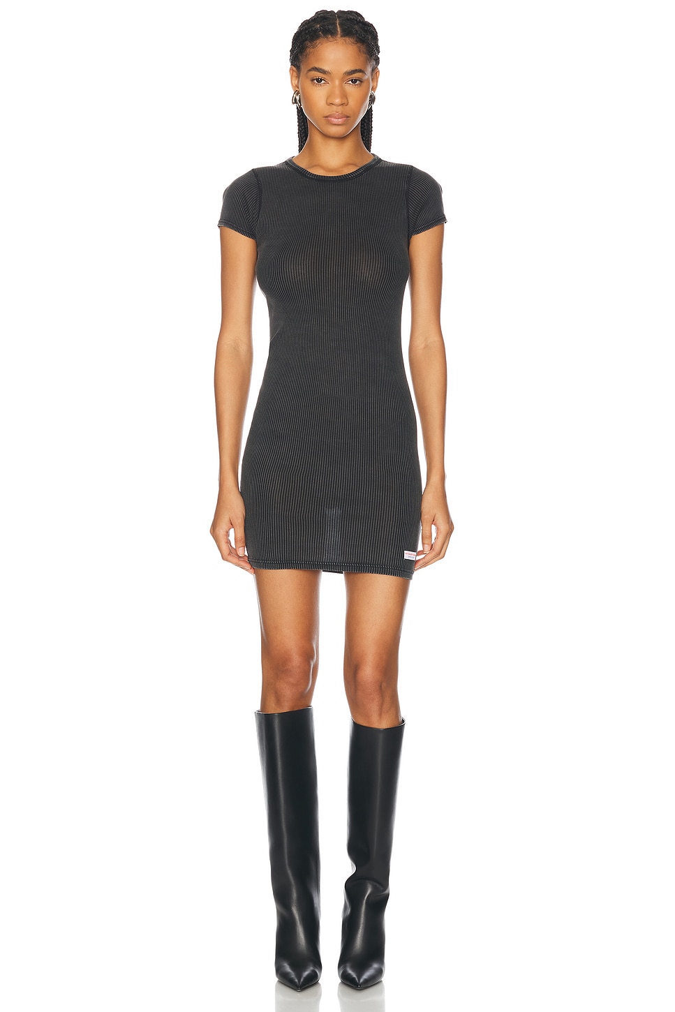 Short Sleeve Crewneck Dress in Black