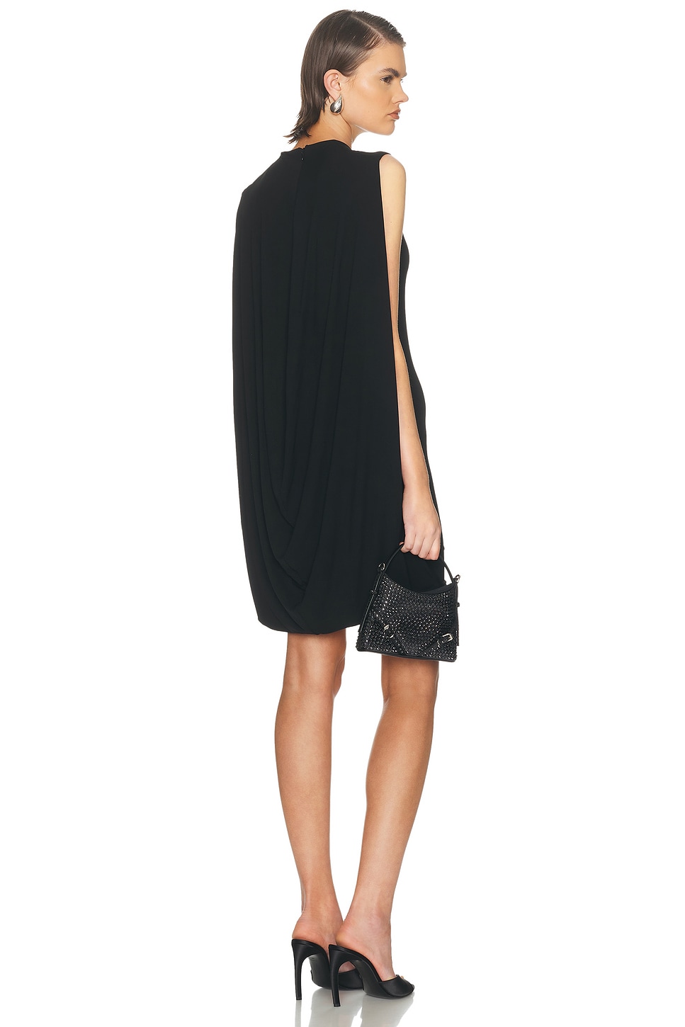 Image 4 of Alexander Wang Fitted Draped Back Mini Dress in Black
