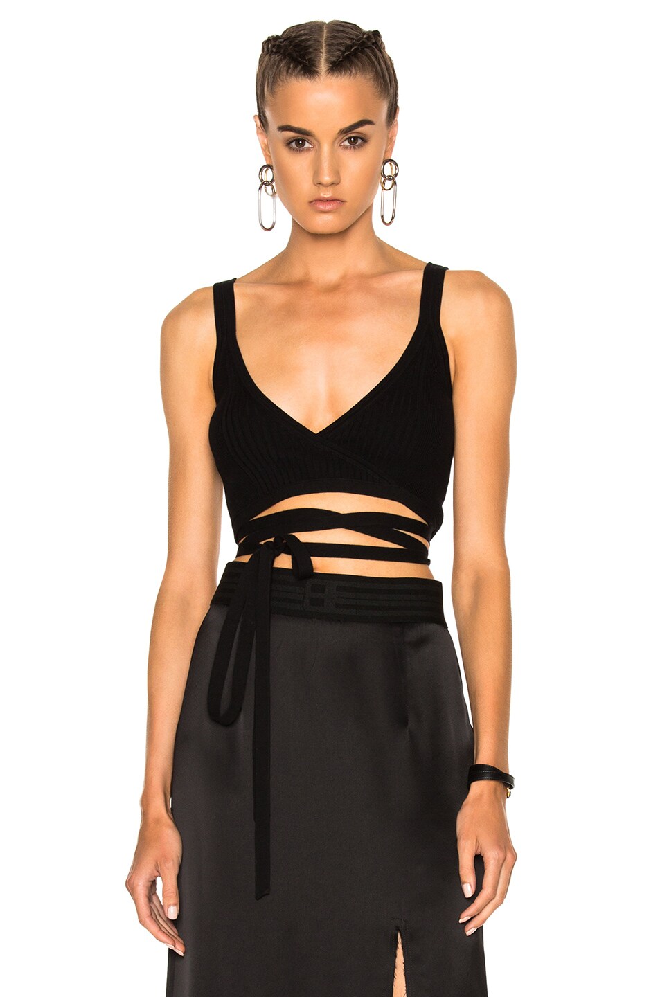 Image 1 of Alexander Wang Ribbed Wrap Bra in Nocturnal