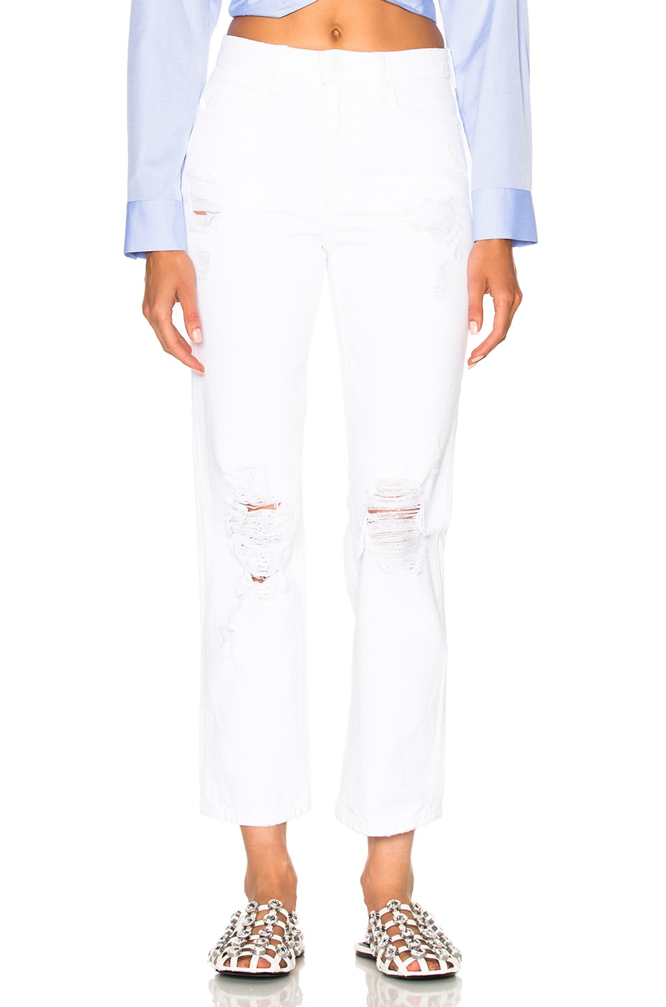 Image 1 of Alexander Wang Cult Cropped Straight in White