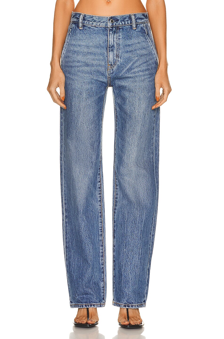 Image 1 of Alexander Wang Mid Rise Relaxed Straight in Vintage Medium Blue