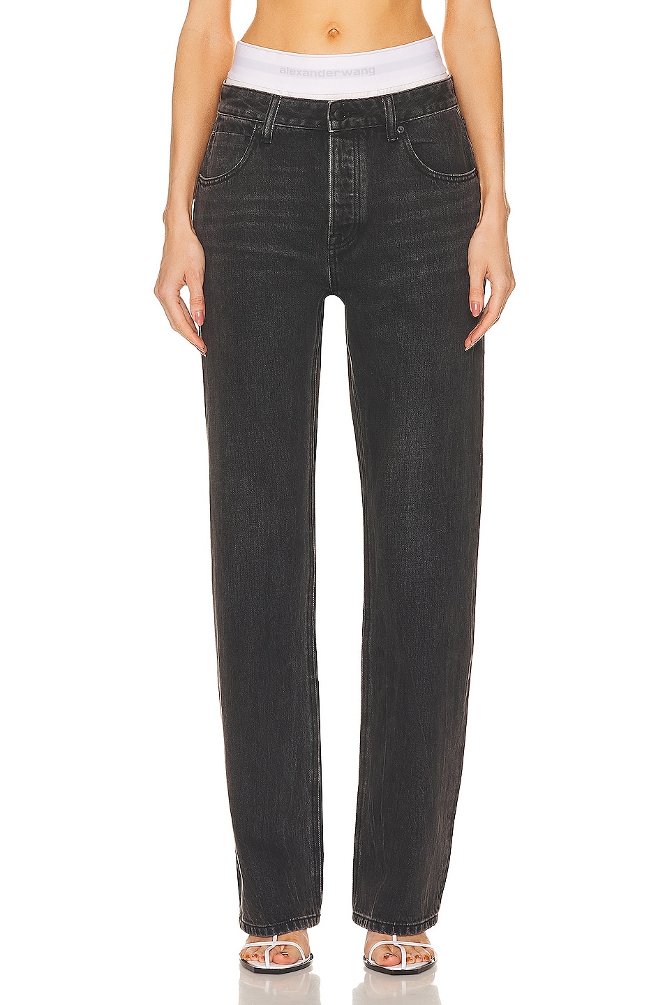 Image 1 of Alexander Wang Underwear Low Rise Straight Pant in Grey Aged