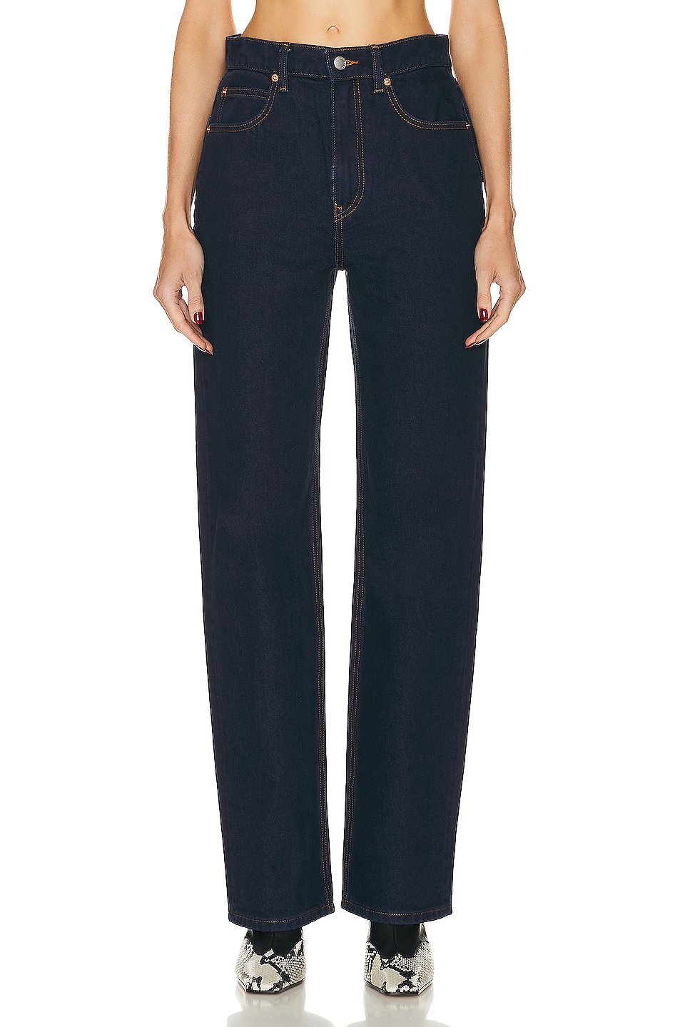 Image 1 of Alexander Wang Mid Rise Relaxed Straight in Clean Bright Indigo