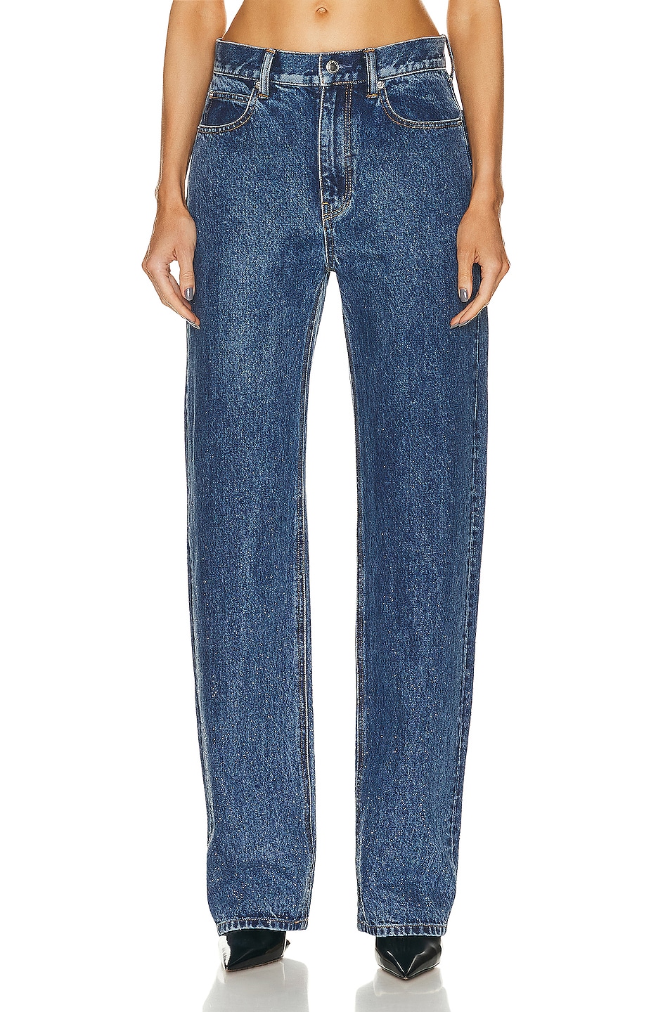 Image 1 of Alexander Wang Mid Rise EZ Relaxed Straight in Deep Blue