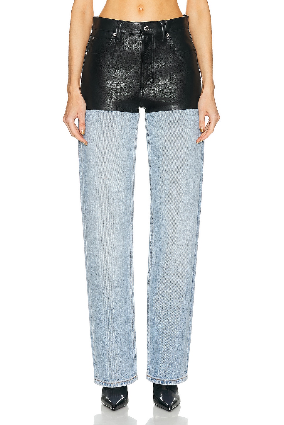 Image 1 of Alexander Wang Stacked Straight Leg in Vintage Faded Indigo