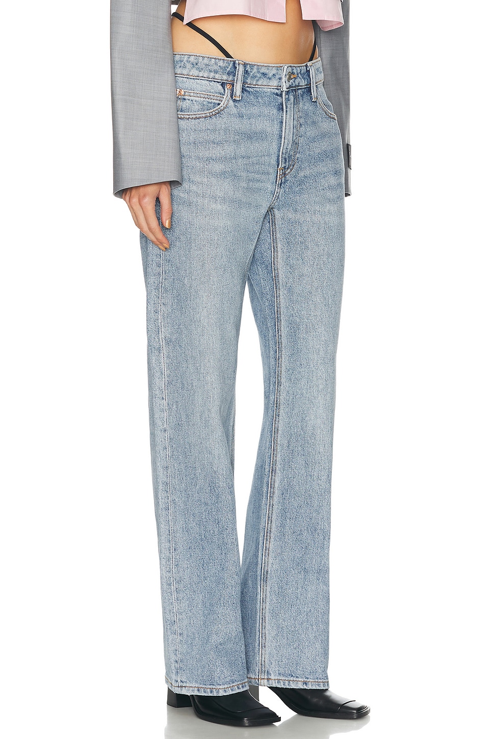 Shop Alexander Wang Wide Leg In Vintage Faded Indigo