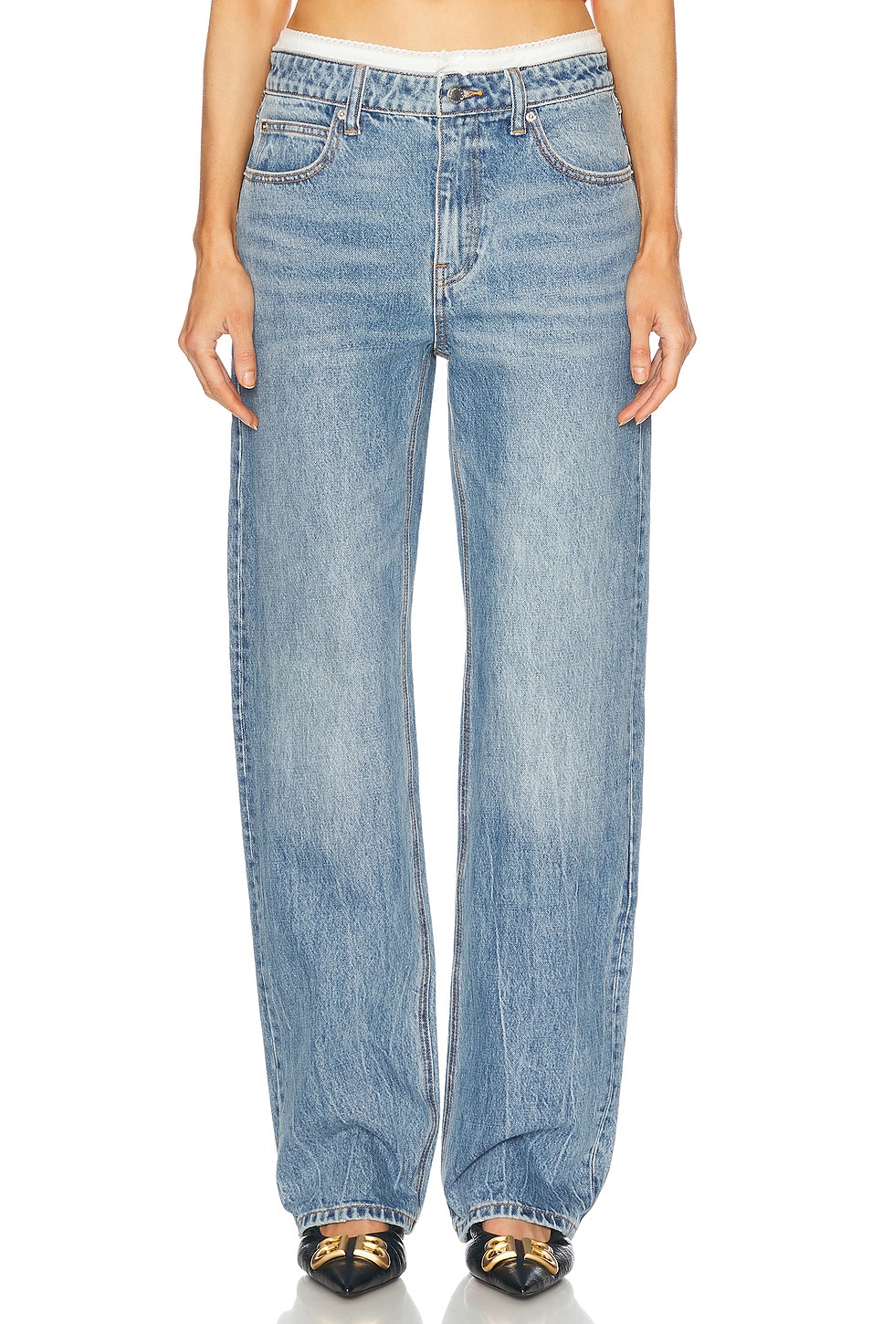 Image 1 of Alexander Wang Mid Rise Straight Leg in Vintage Light Indigo