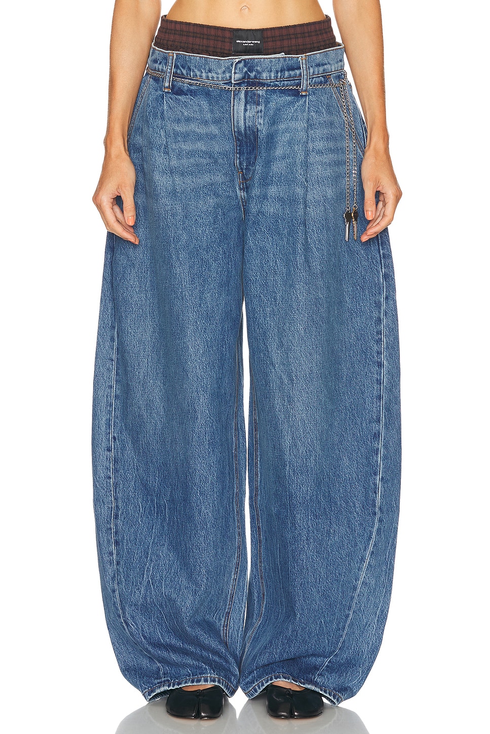 Image 1 of Alexander Wang Prestyled Pleated Wide Leg in Deep Blue