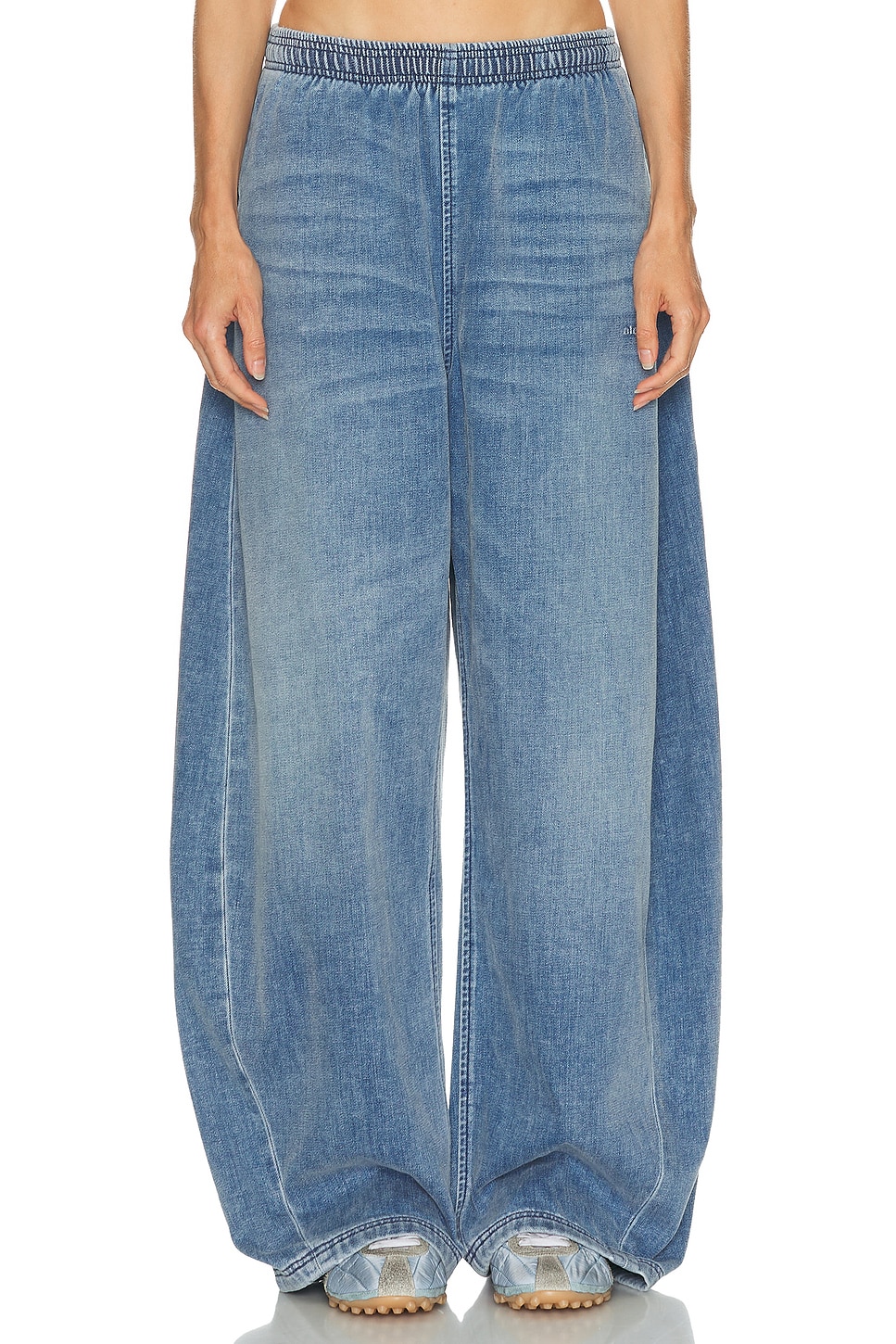 Image 1 of Alexander Wang Drawstring Wide Leg in Washed Light Blue