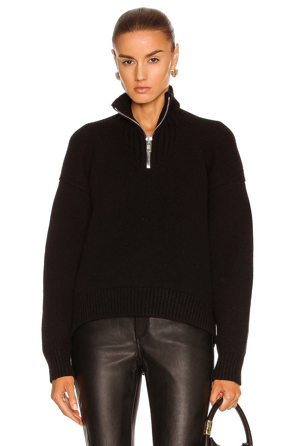 Image 1 of Alexander Wang Half Zip Turtleneck Sweater in Black