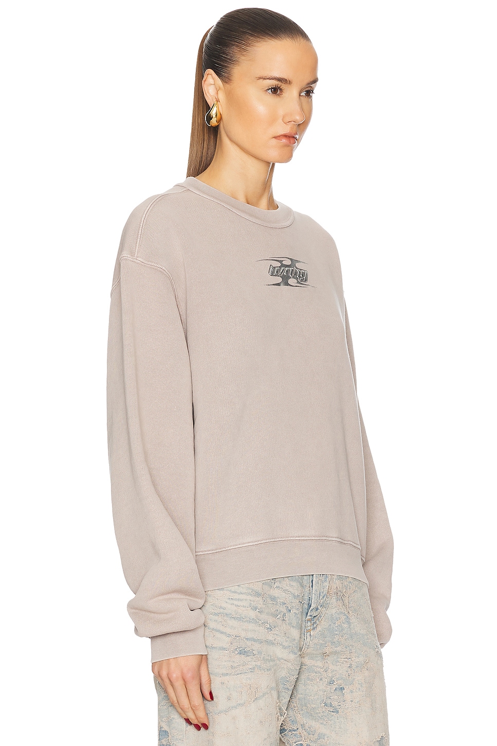 Shop Alexander Wang Crewneck Sweatshirt In Washed Oyster