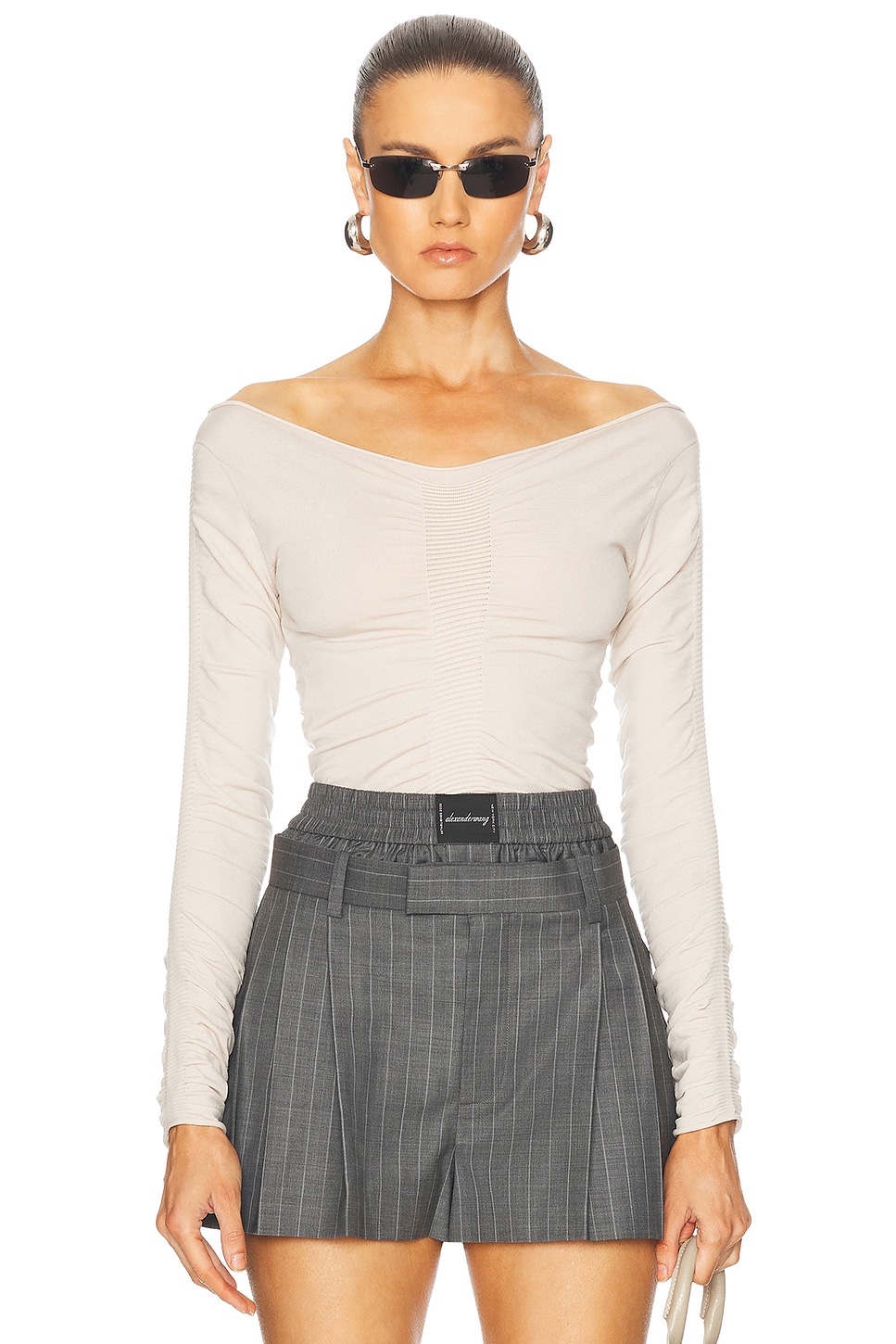 Image 1 of Alexander Wang Wide V-Neck Pullover Top in Cement