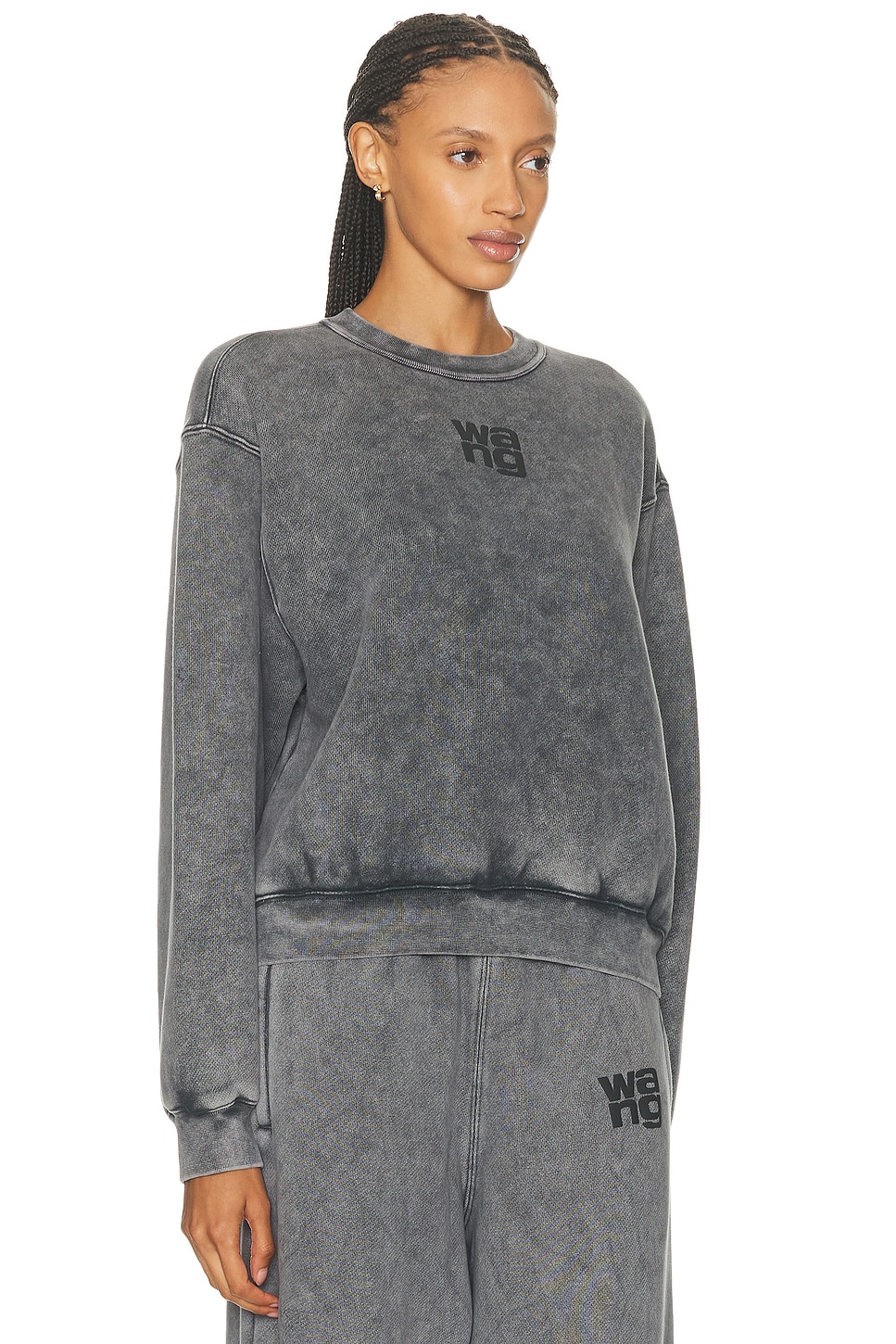 Alexander Wang Embossed Logo Crewneck Sweatshirt In Gray