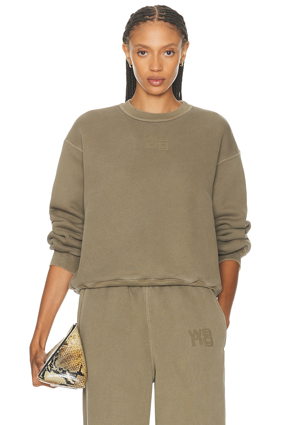Alexander Wang Essential Terry Crew Sweatshirt In Gray