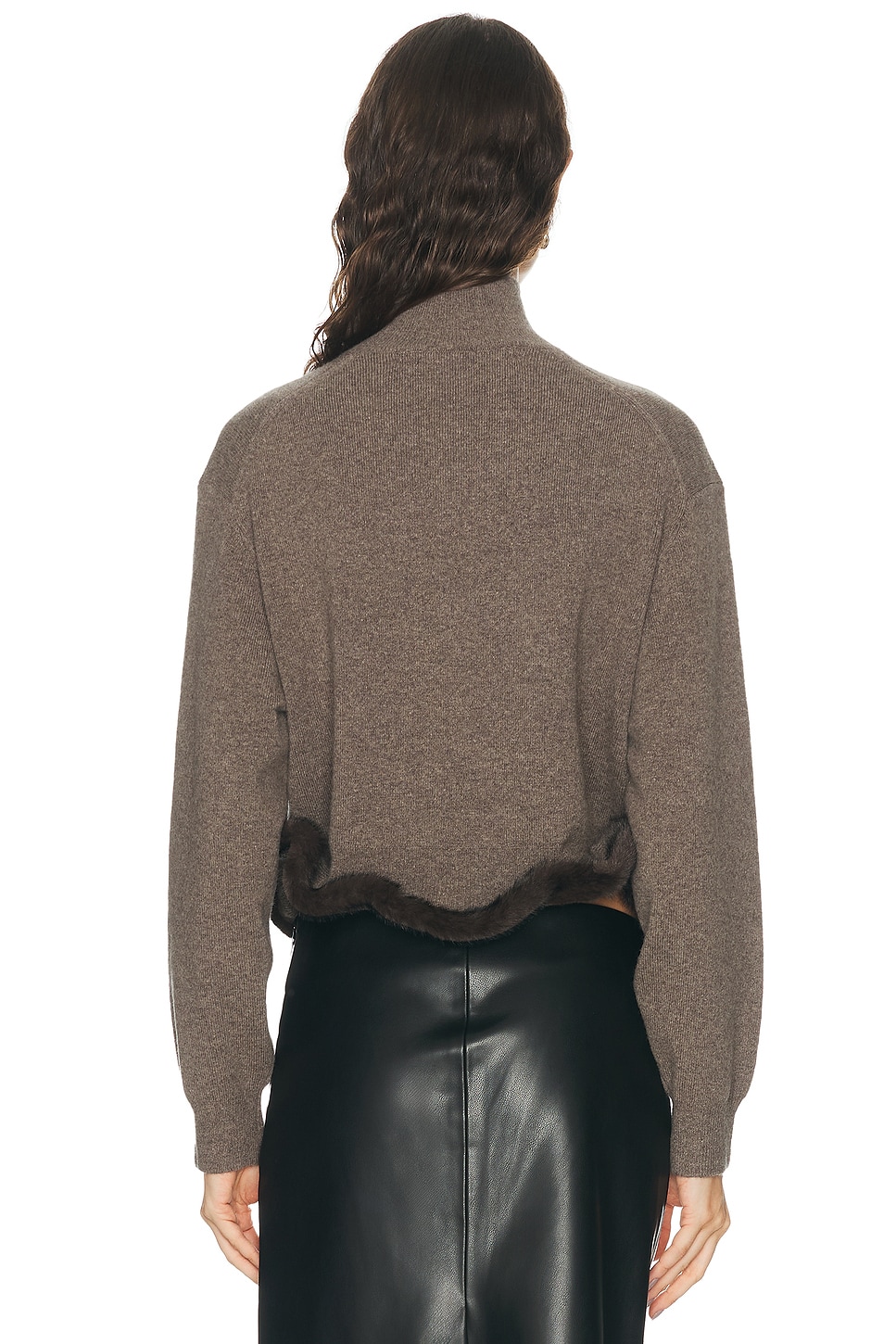 Alexander Wang Faux Mink Trimmed Turtleneck Sweater