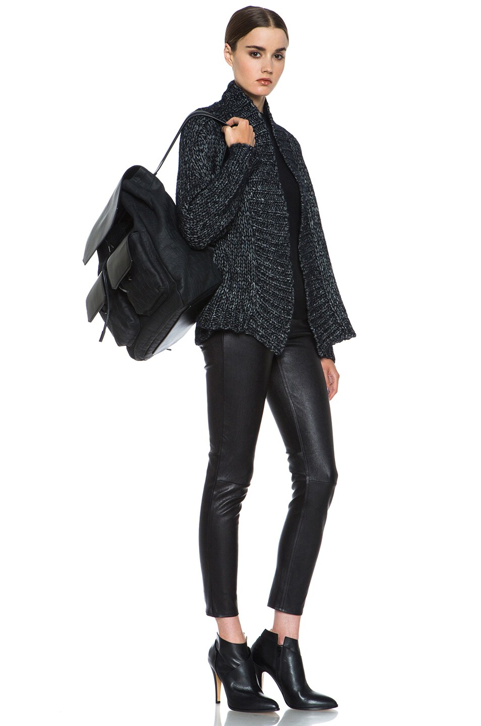 Alexander Wang Silk Mohair Cardigan  In Asphalt  in Asphalt  