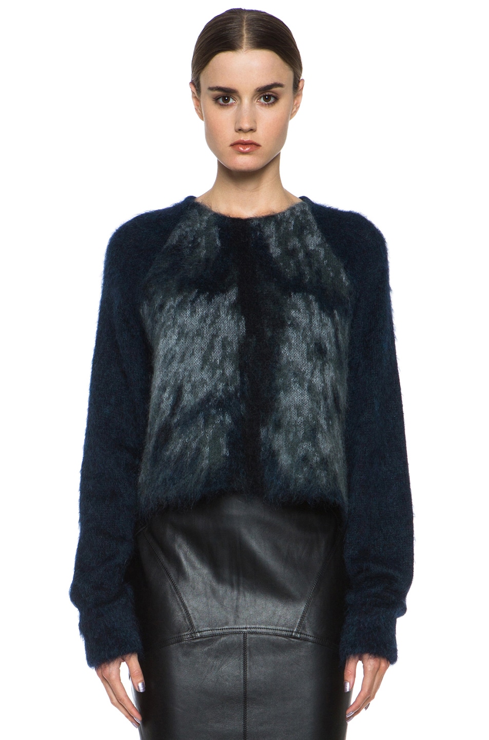 Image 1 of Alexander Wang Fur Spine Mohair-Blend Pullover in Navy