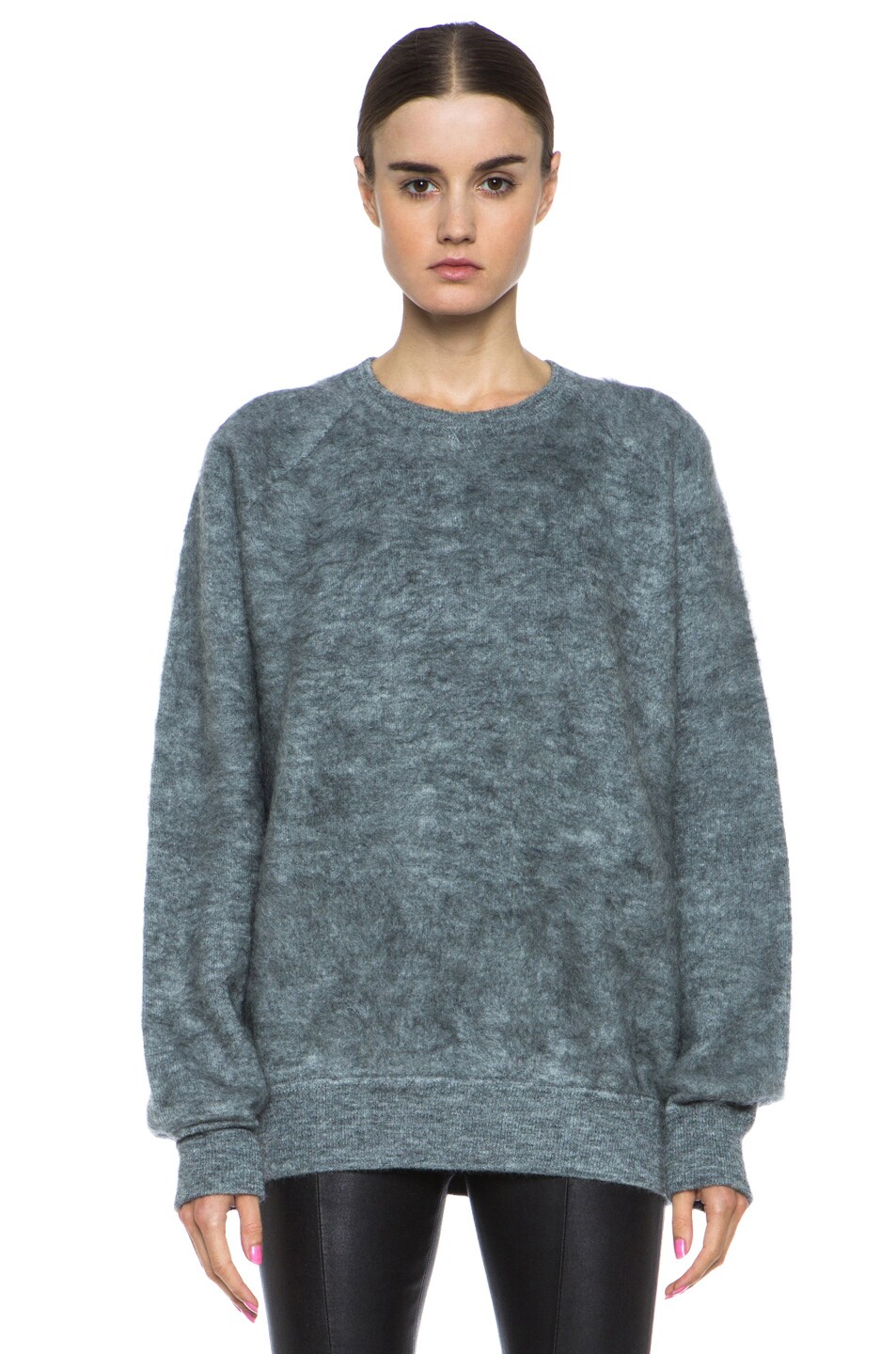 Image 1 of Alexander Wang Brushed Wool-Blend Sweatshirt in Pumice