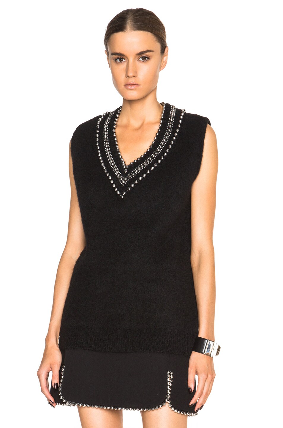 Image 1 of Alexander Wang Ball Chain Inlay Mohair Cricket Tank in Nocturnal