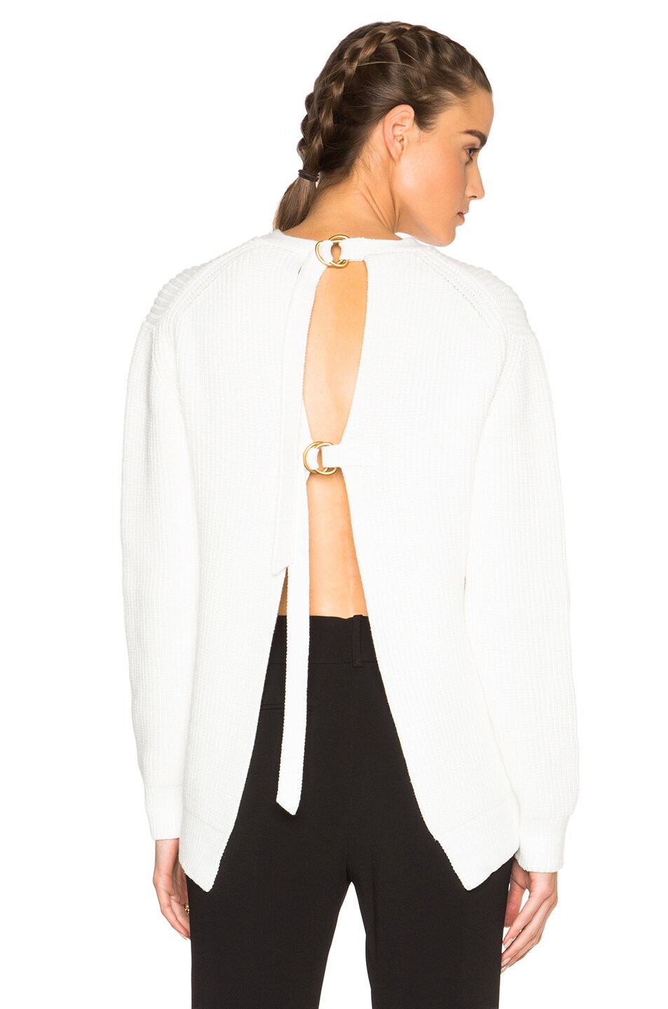 Image 1 of Alexander Wang Slit Back Pullover Sweater in Silica