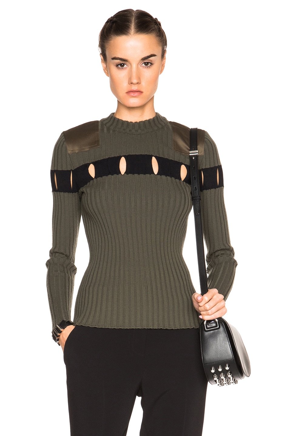 Image 1 of Alexander Wang Perforated Stripe Pullover in Tank