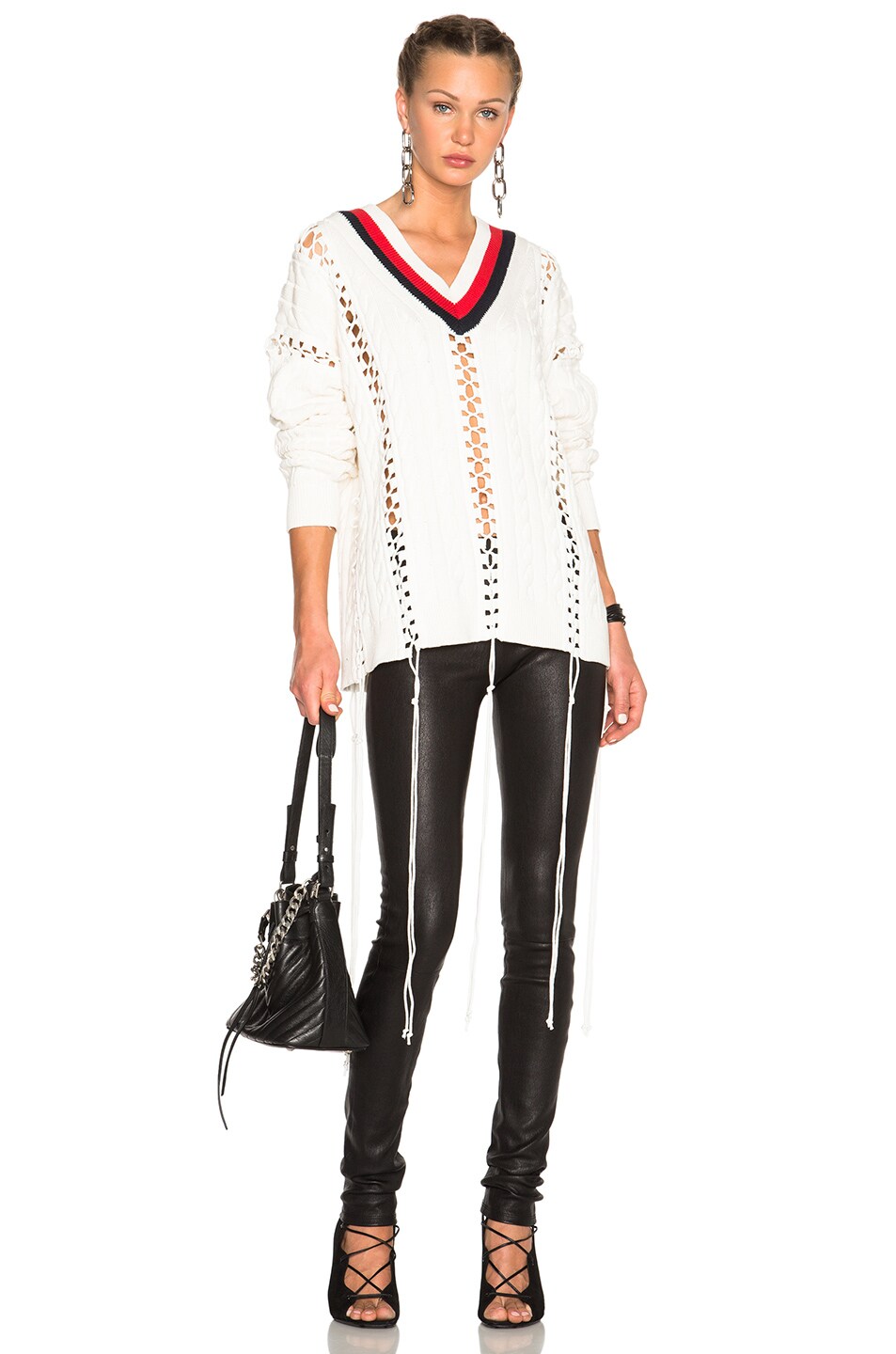 Image 1 of Alexander Wang Cricket Cable Sweater in Eggshell