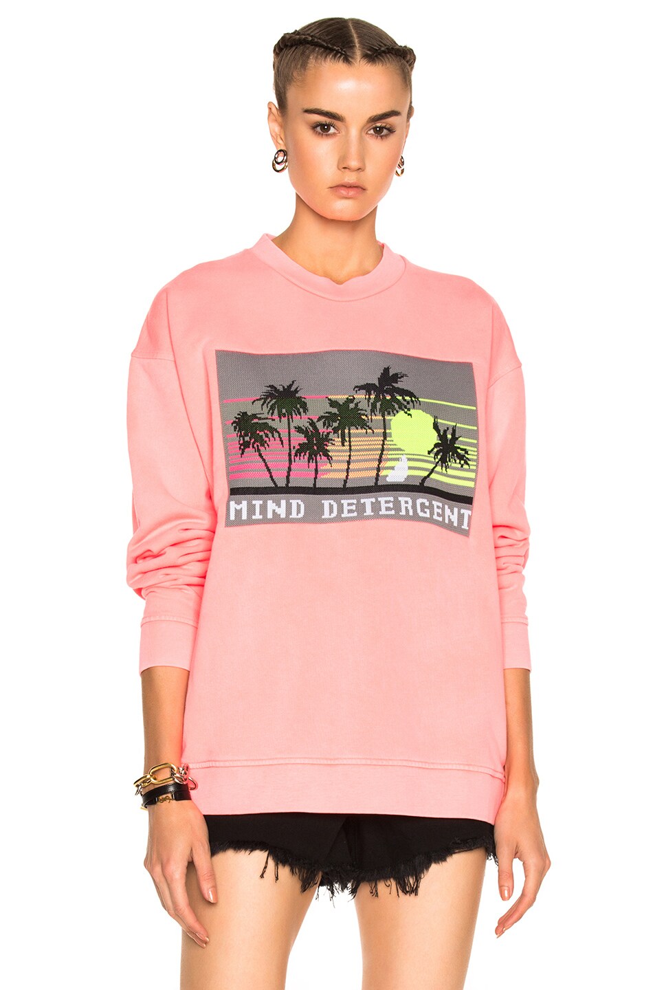 Image 1 of Alexander Wang Oversized Sweatshirt with Knit Patch in Electric