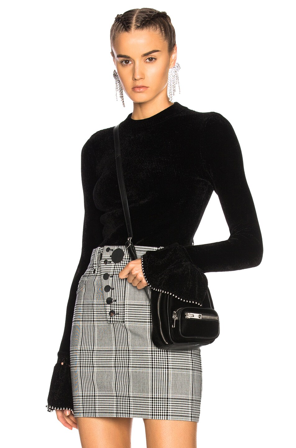 Image 1 of Alexander Wang Turtleneck Sweater with Ruffle Sleeves in Black