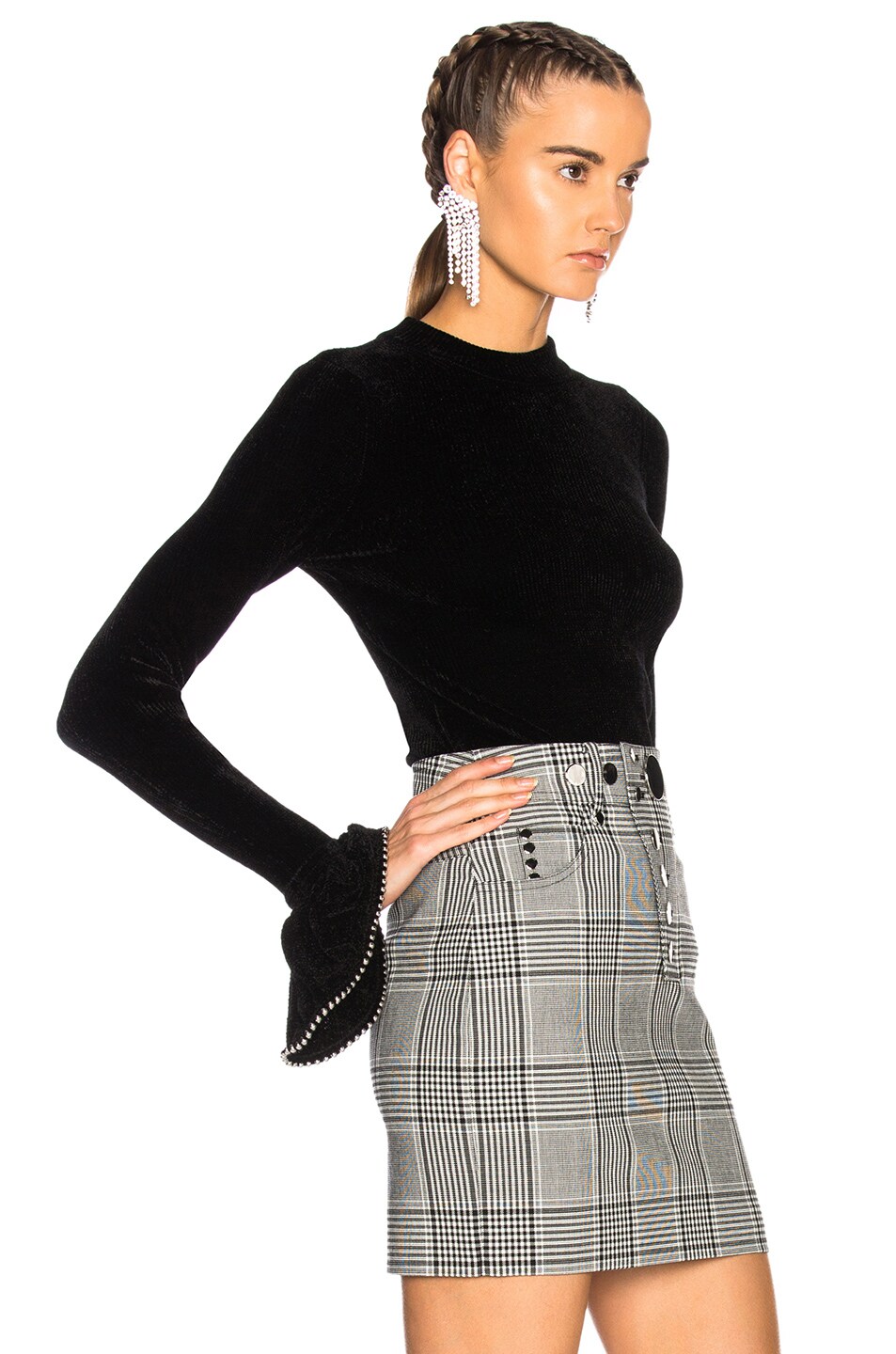 Alexander Wang Turtleneck Sweater with Ruffle Sleeves in Black | FWRD